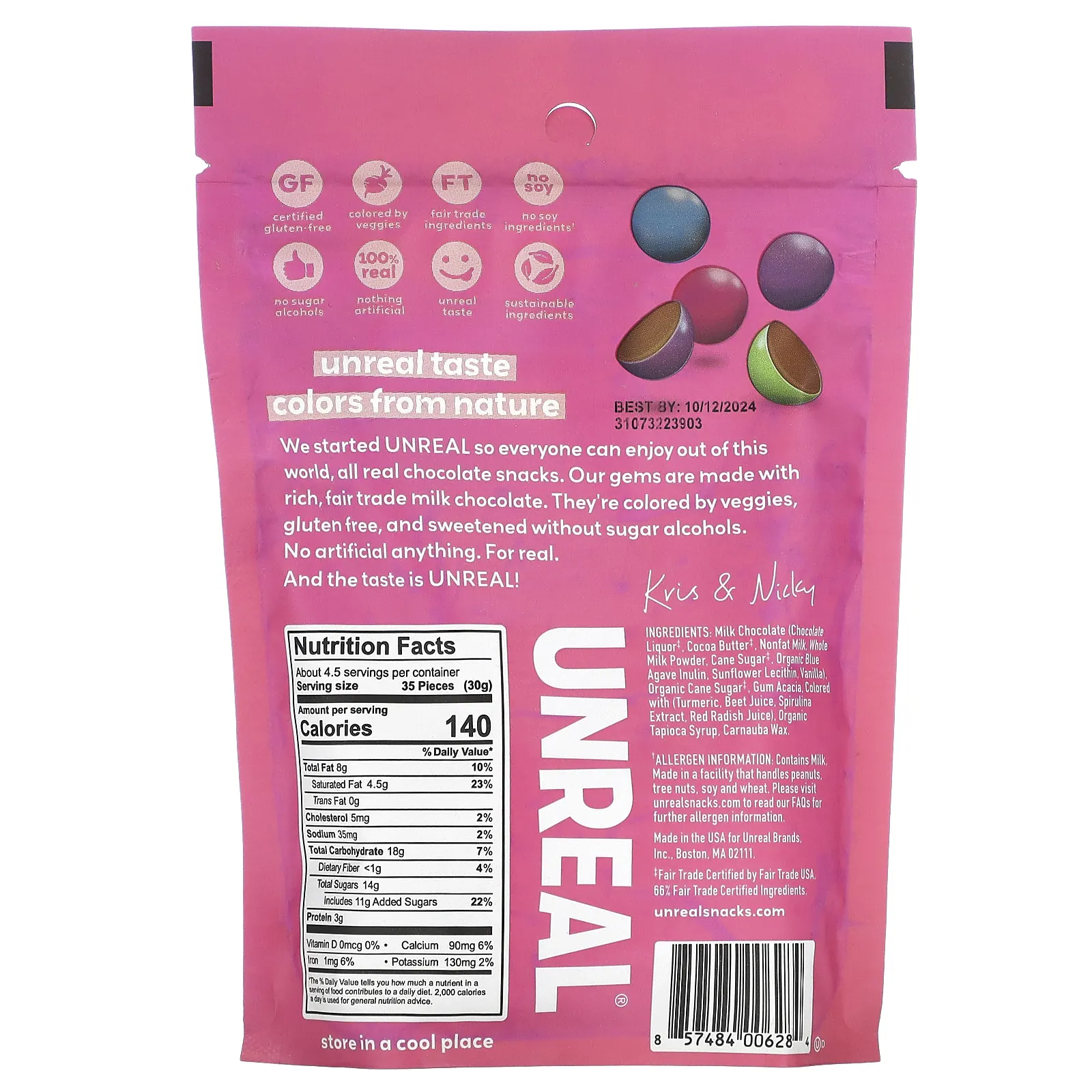 Unreal, Драгоценные камни из молочного шоколада, 142 г (5 унций)