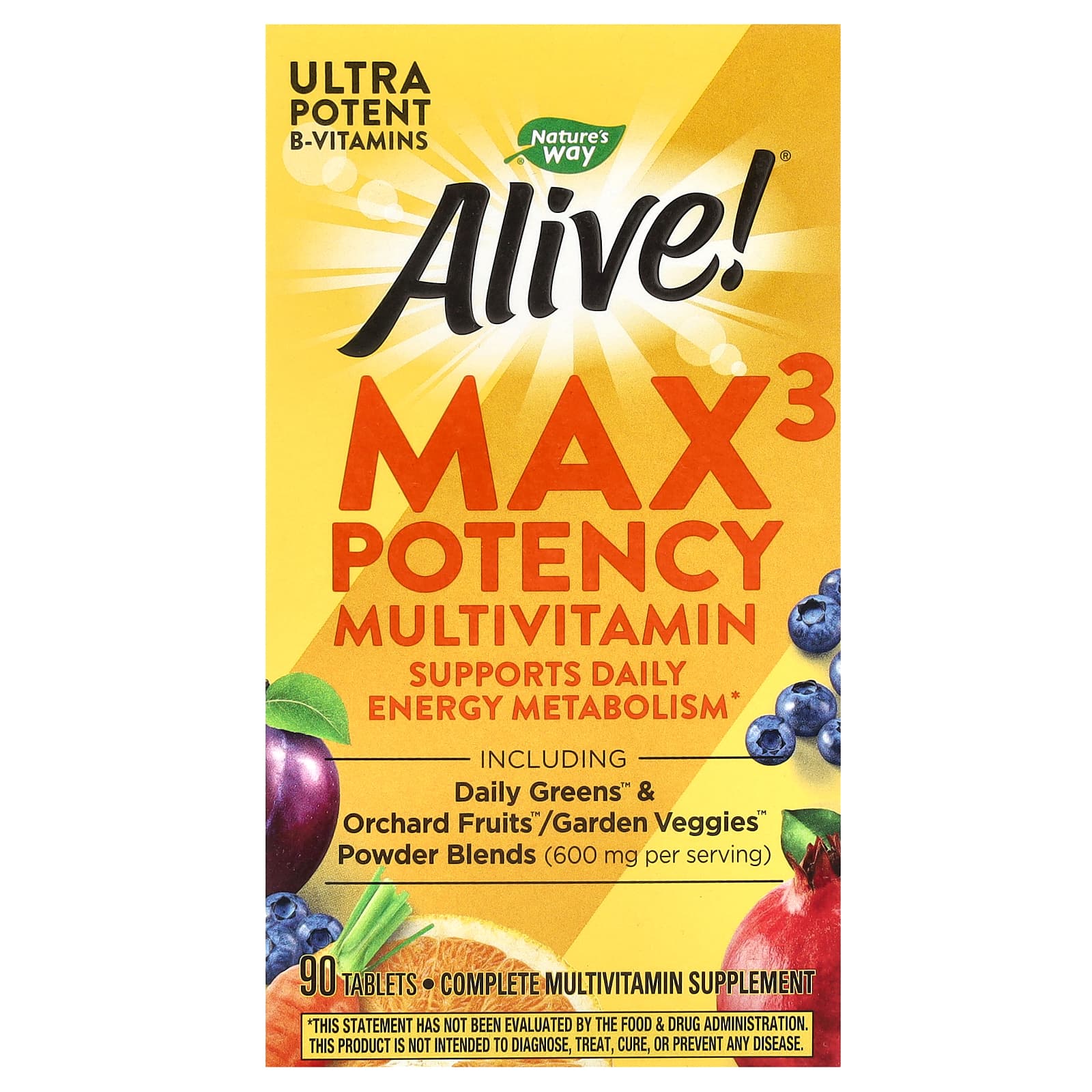 Nature's Way, Alive! Max3 Potency, мультивитамины, 90 таблеток