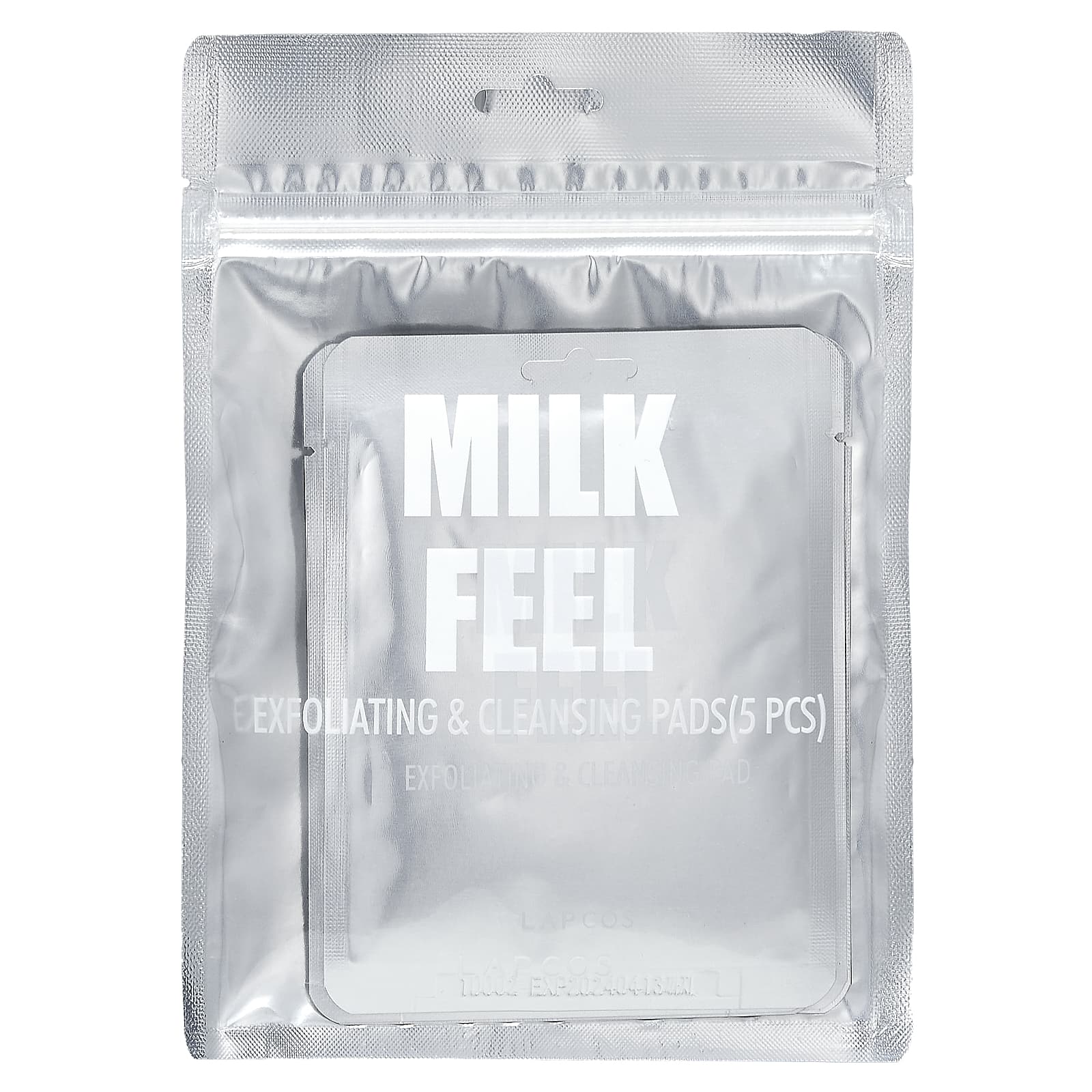 Lapcos, Milk Feel, отшелушивающие и очищающие салфетки, 5 салфеток по 7 г (0,24 унции)