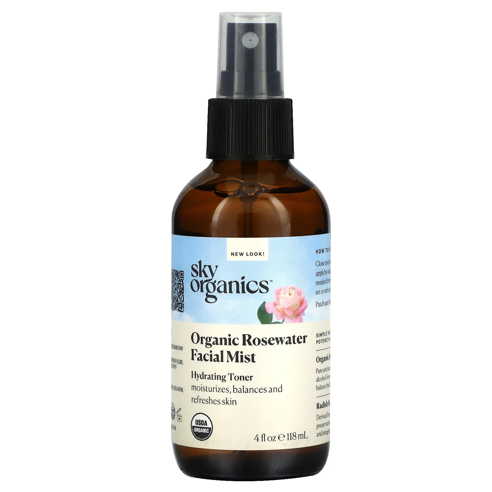 Sky Organics, Органический спрей для лица с розовой водой, 118 мл (4 жидк. Унции)