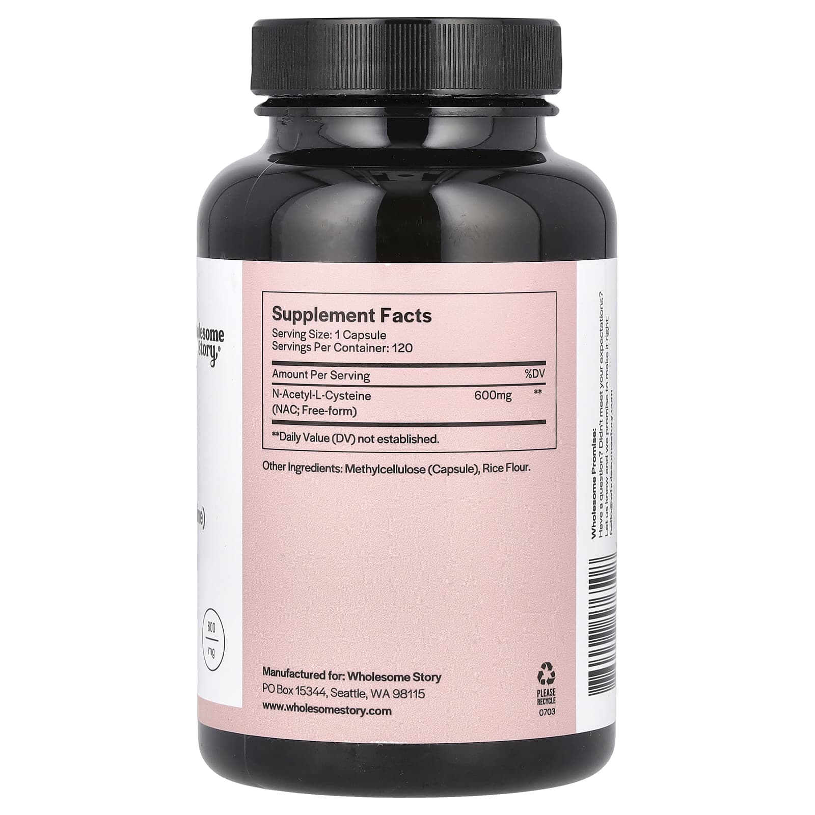 Wholesome Story, NAC, 600 мг, 120 вегетарианских капсул