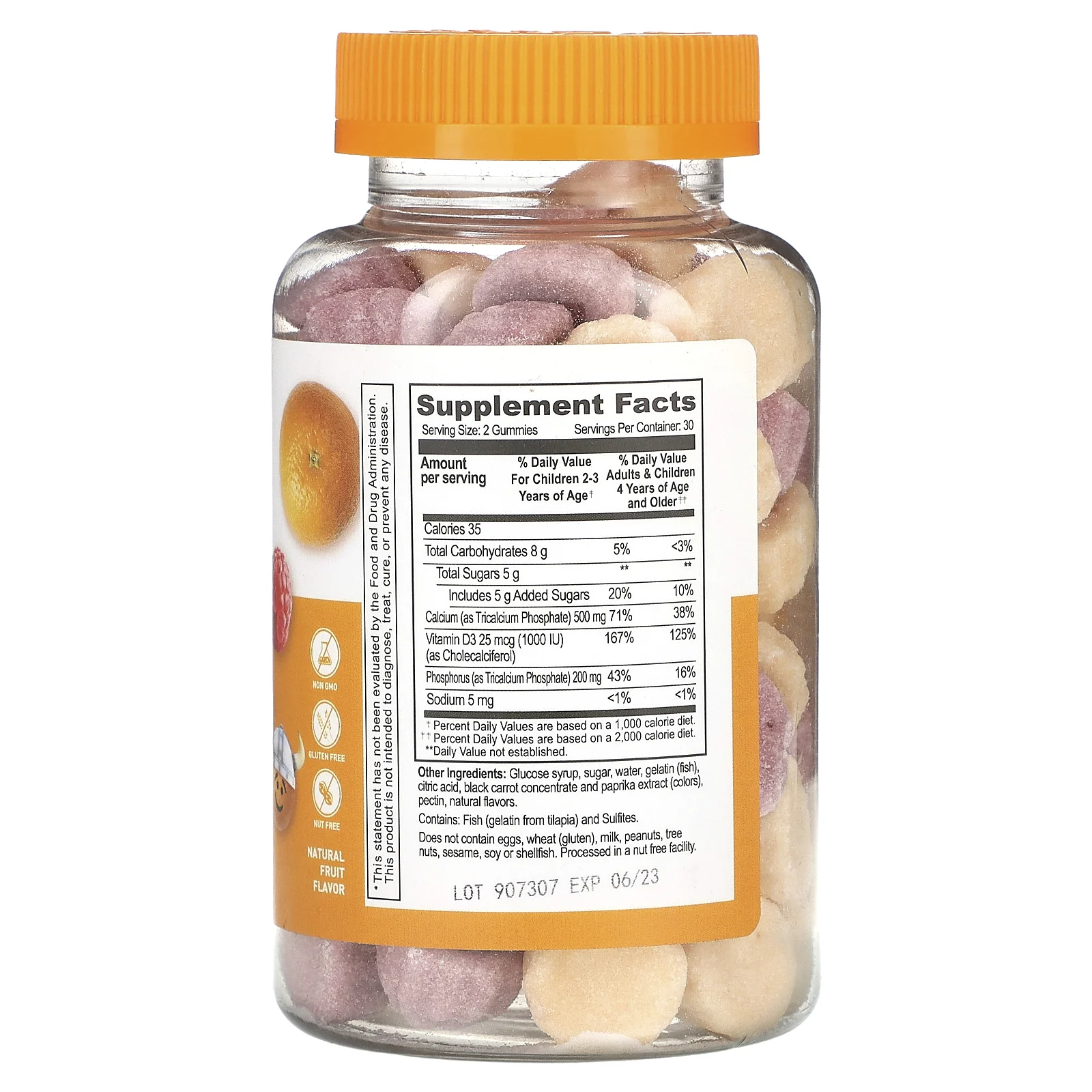 Lifeable, кальций и витамин D3, жевательные таблетки, со вкусом натуральных фруктов, 500 мг, 60 жевательных таблеток (250 мг в 1 жевательной таблетке)