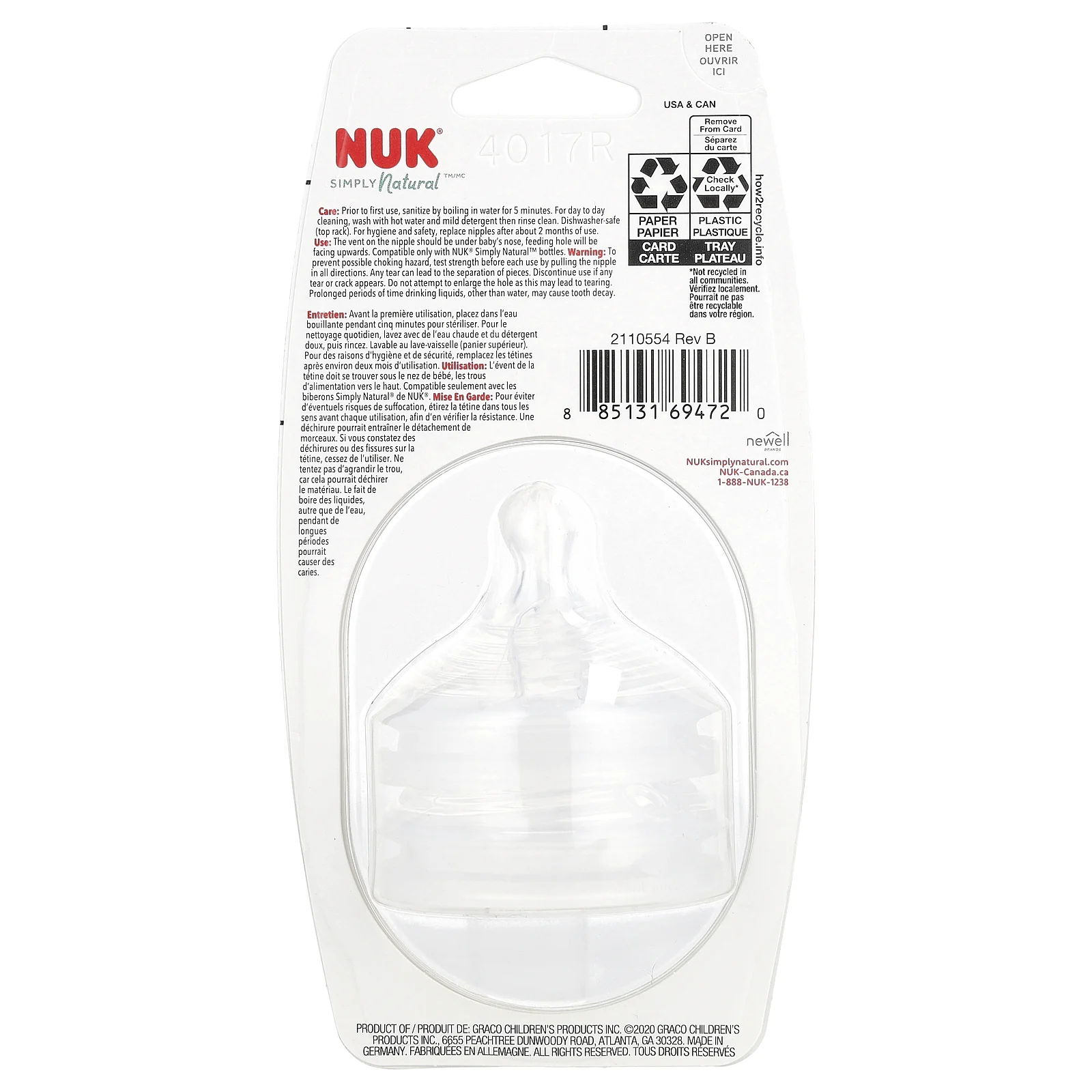 NUK, Simply Natural, соски, для детей от 6 месяцев, Fast Rapid, 2 соски