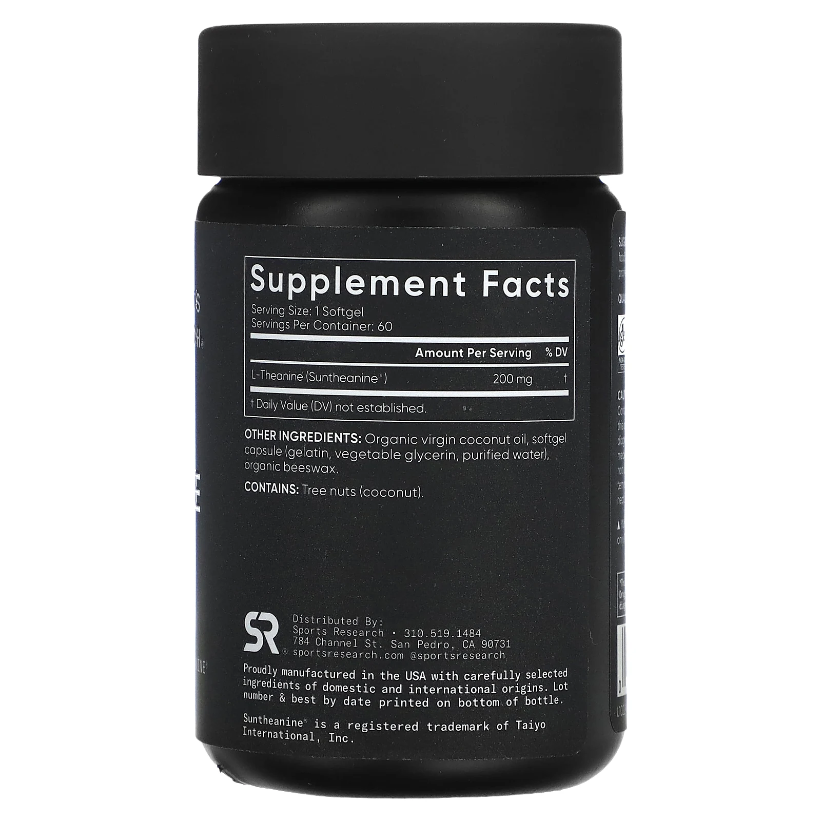 Sports Research, L-теанин, двойная сила действия, 200 мг, 60 капсул