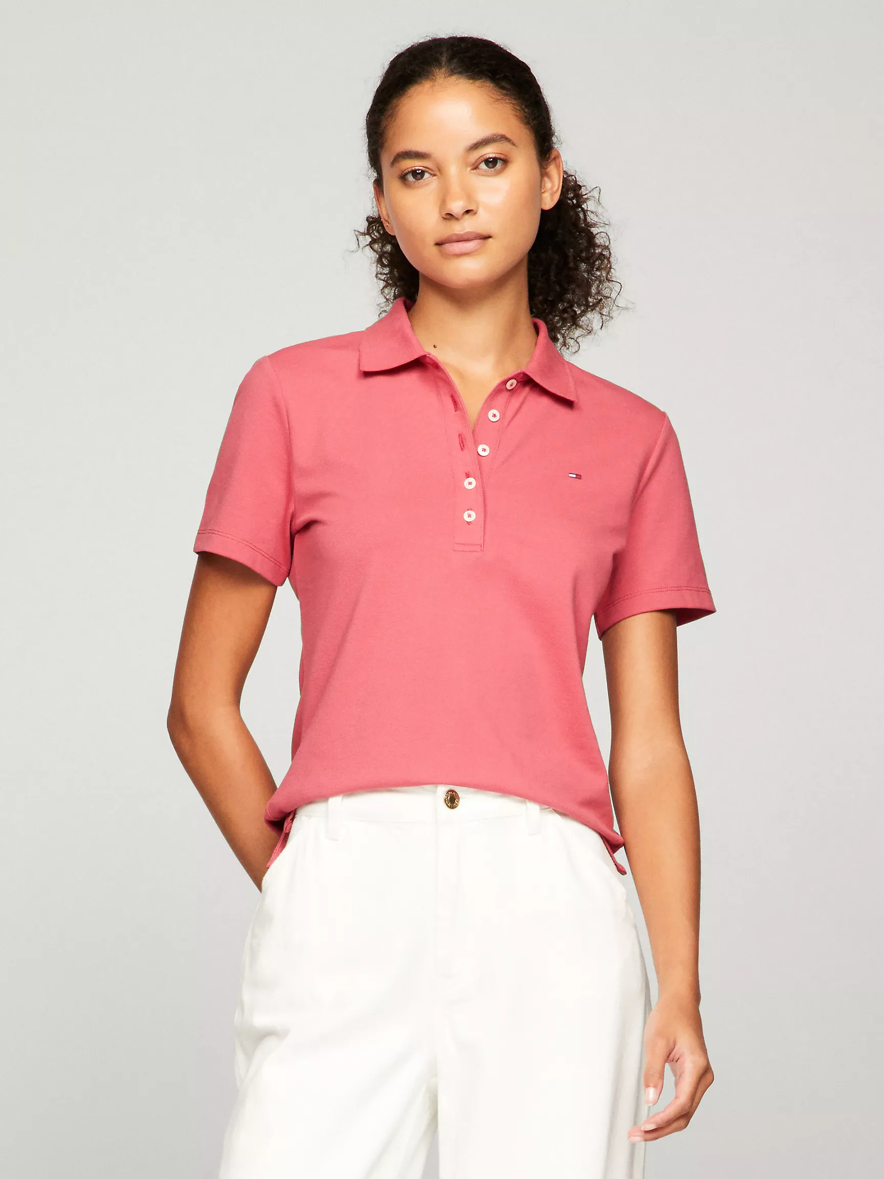 Женское поло Tommy Hilfiger, Эластичное хлопковое поло