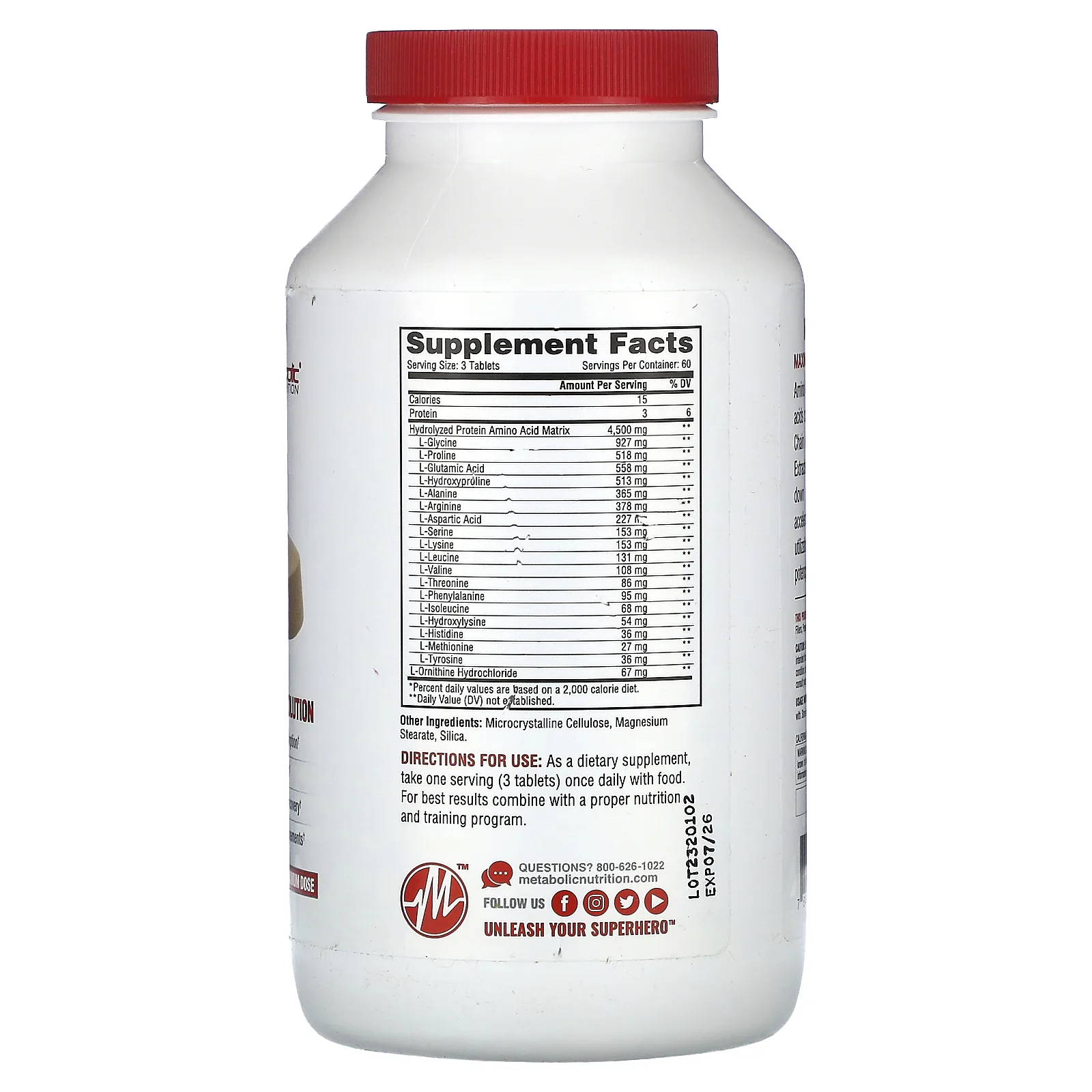 Metabolic Nutrition, Amino 4500, 4500 мг, 180 таблеток (1500 мг в 1 таблетке)