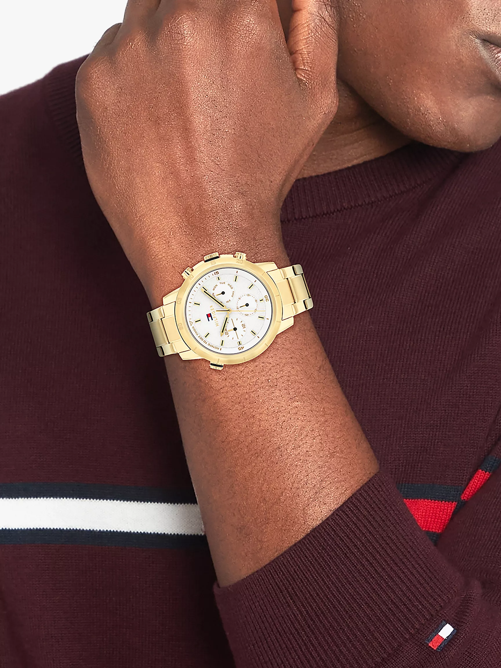 Мужские часы Tommy Hilfiger, Повседневные часы с позолоченным браслетом