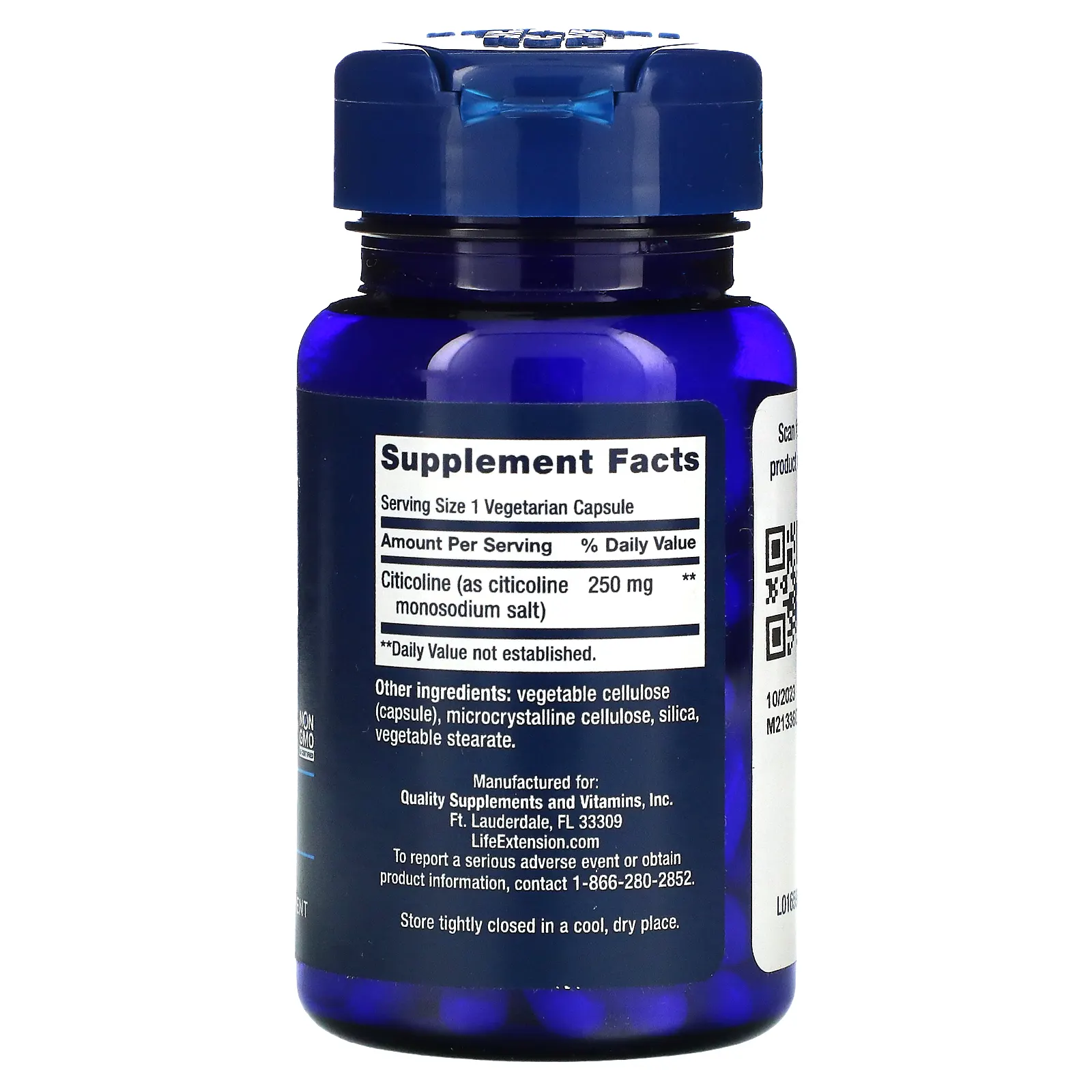 Life Extension, Цитиколин (ЦДФ-холин), 60 вегетарианских капсул