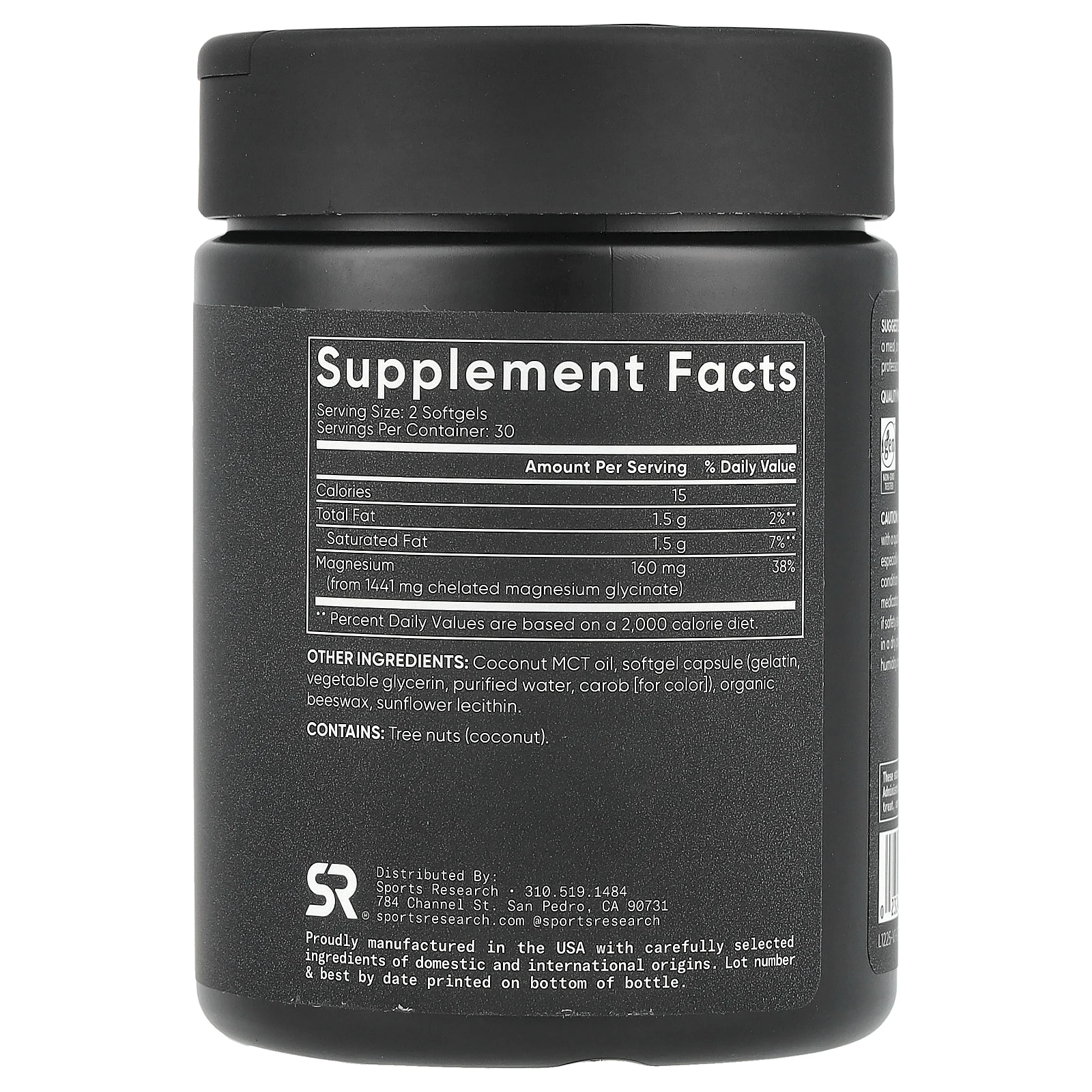 Sports Research, Глицинат магния, 160 мг, 60 капсул (80 мг в каждой капсуле)