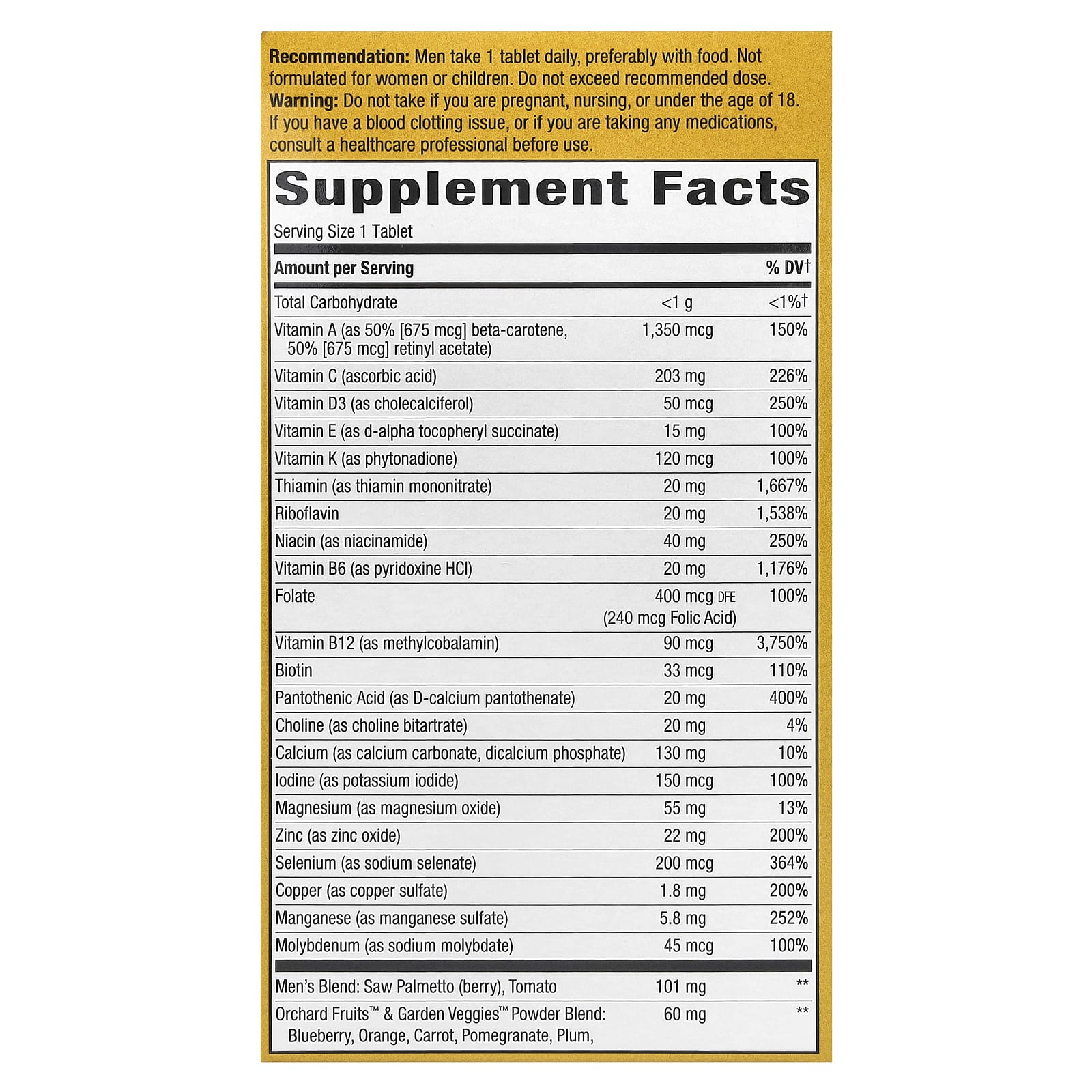 Nature's Way, Alive! комплекс суперэффективных мультивитаминов для мужчин 50+, 60 таблеток
