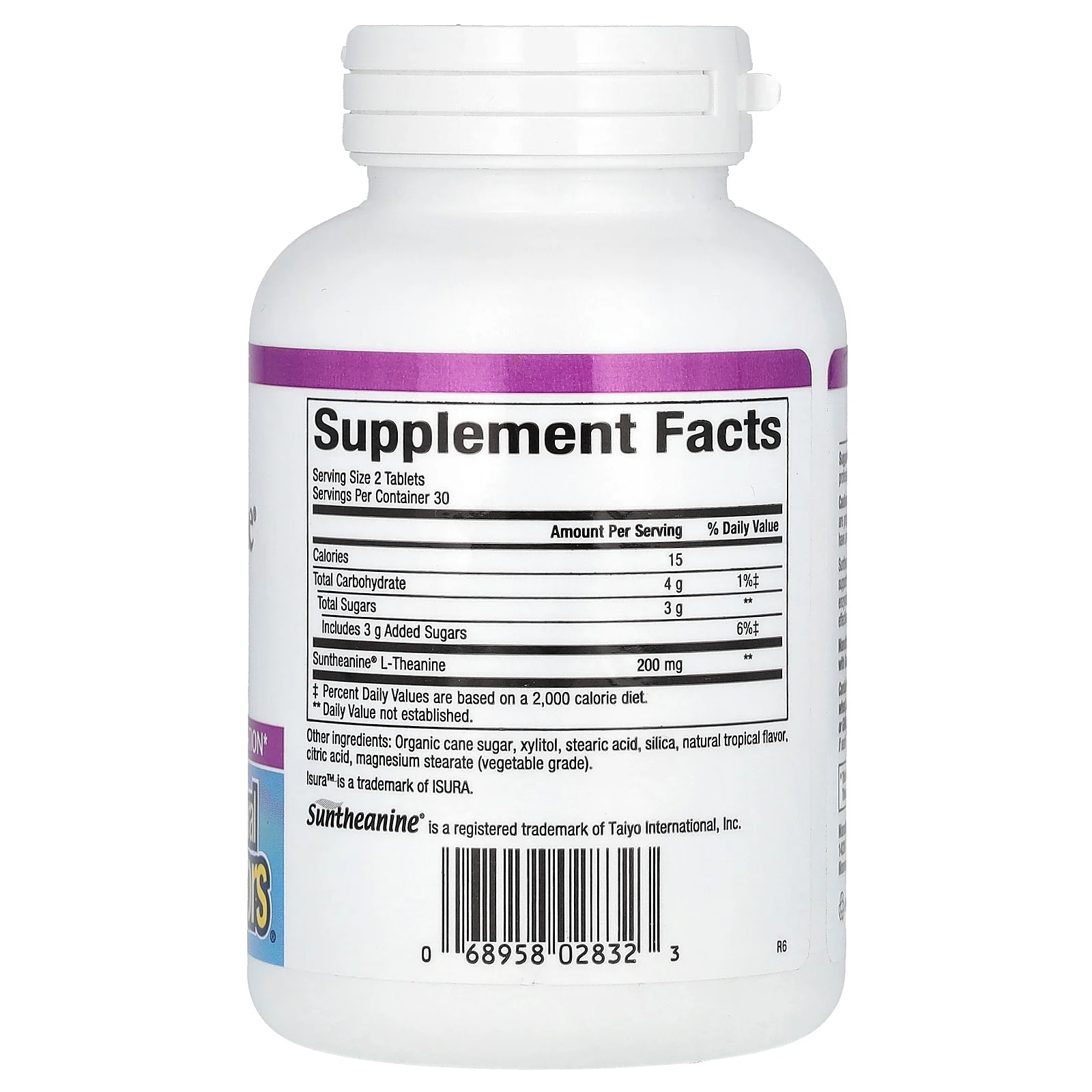 Natural Factors, Stress-Relax, Suntheanine, L-теанин, 200 мг, 60 жевательных таблеток (100 мг в 1 таблетке)