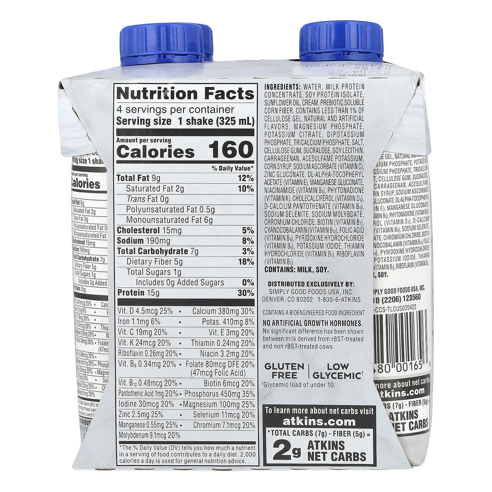 Atkins, Насыщенный протеином коктейль, кремовый коктейль с корицей, 4 коктейля, 325 мл (11 жидк. Унций)