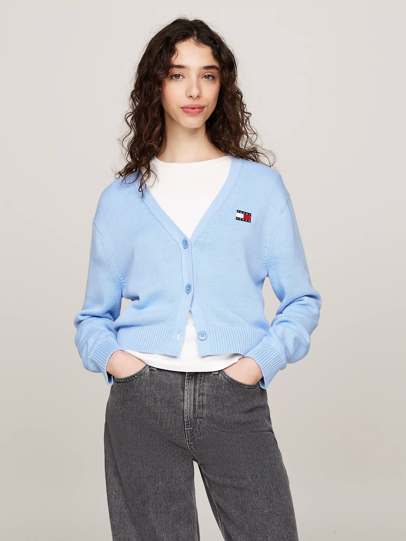 Женский свитер Tommy Hilfiger, Свободный кардиган с логотипом в виде значка