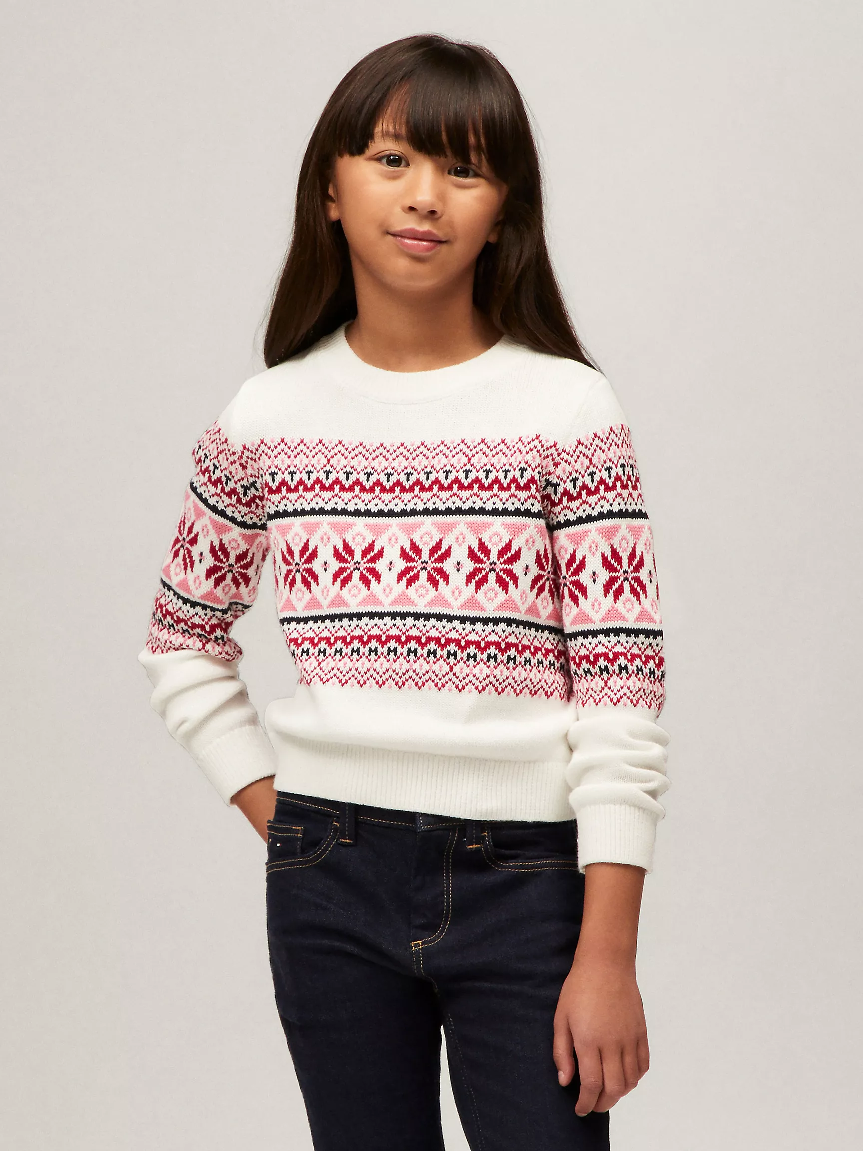 Свитер для девочки Tommy Hilfiger, Детский свитер с круглым вырезом и узором Fair Isle