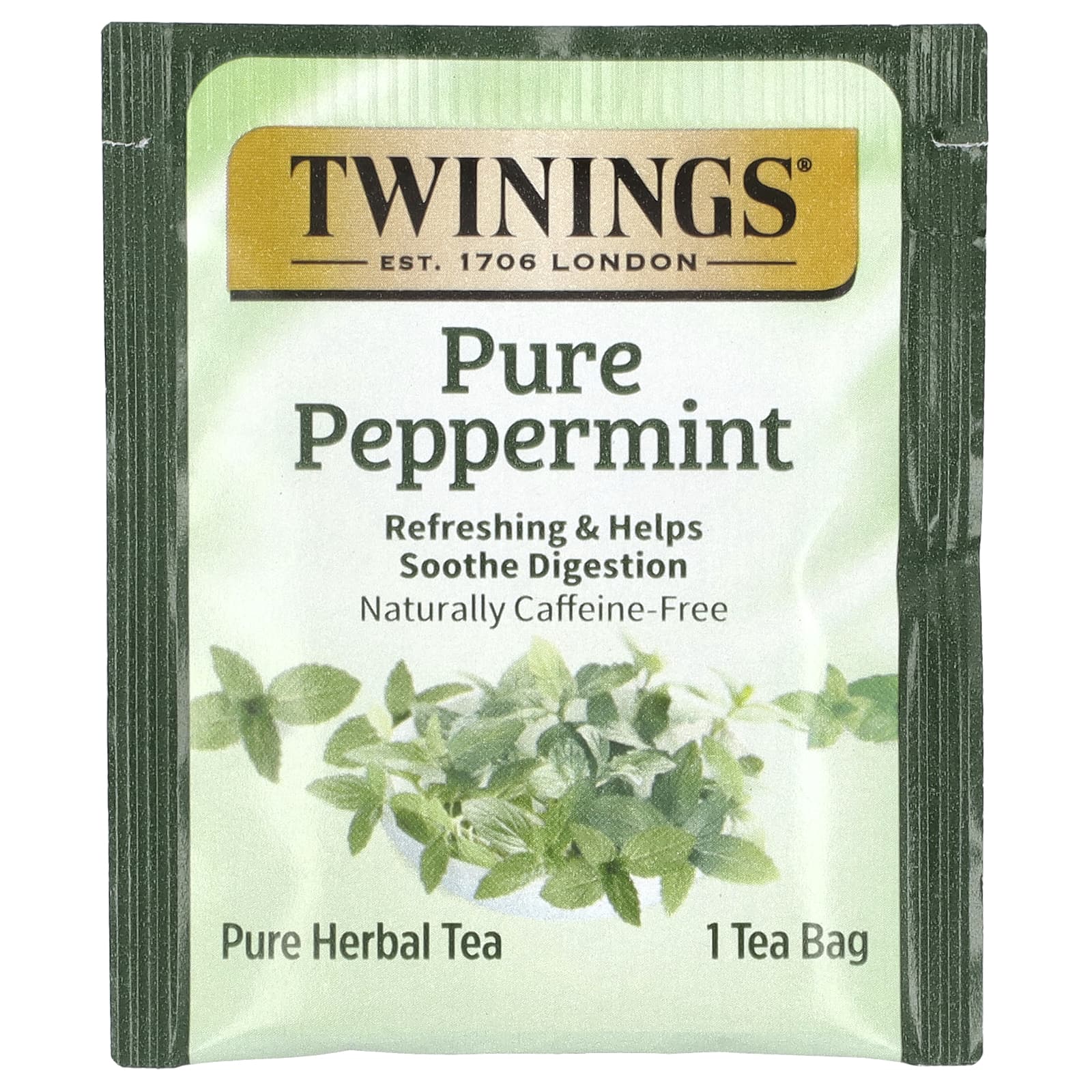 Twinings, травяной чай, чистая перечная мята, без кофеина, 25 чайных пакетиков, 50 г (1,76 унции)