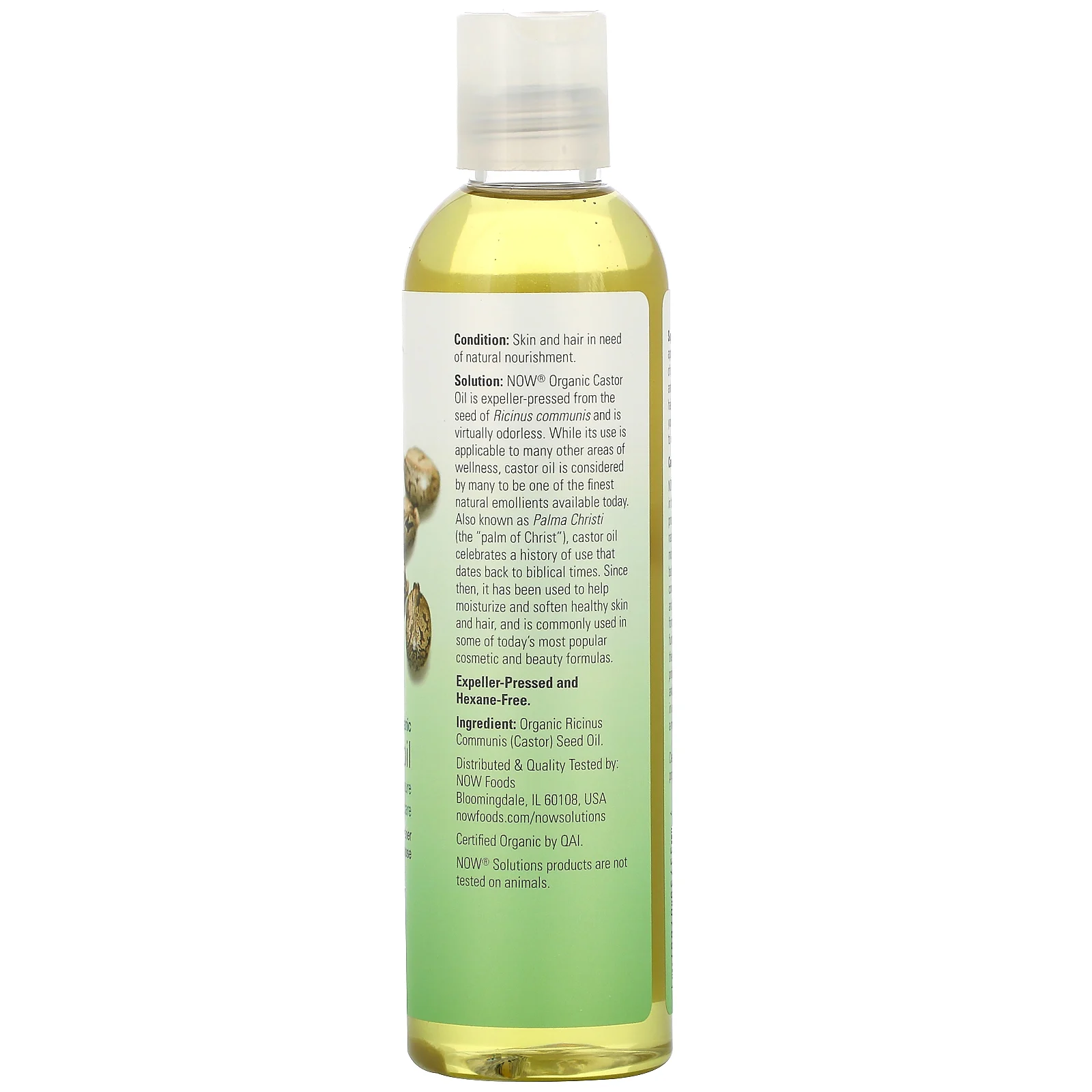 NOW Foods, Solutions, сертифицированное органическое касторовое масло, 237 мл (8 жидк. унций)