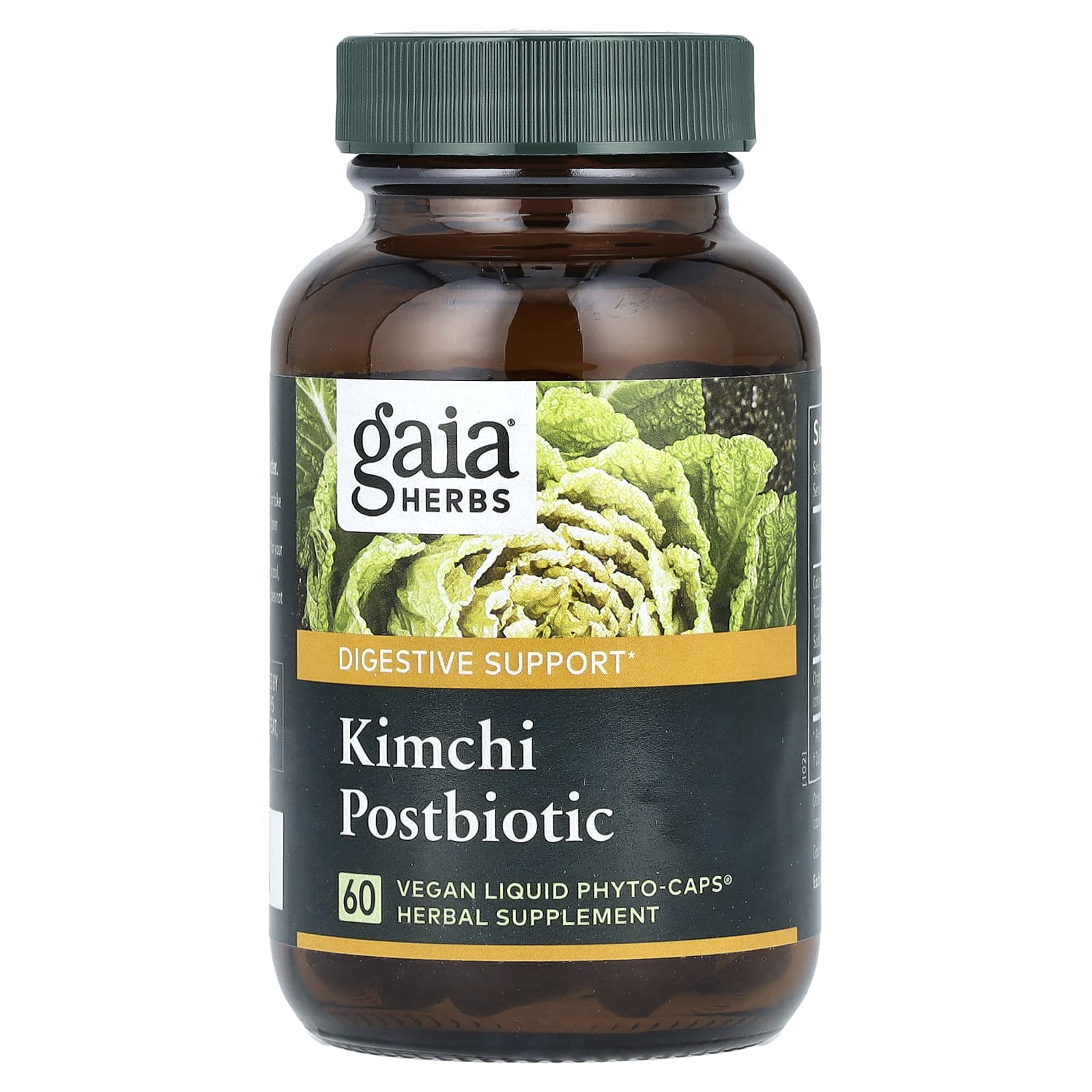 Gaia Herbs, постбиотик для кимчи, 60 веганских капсул с фитокапсулами