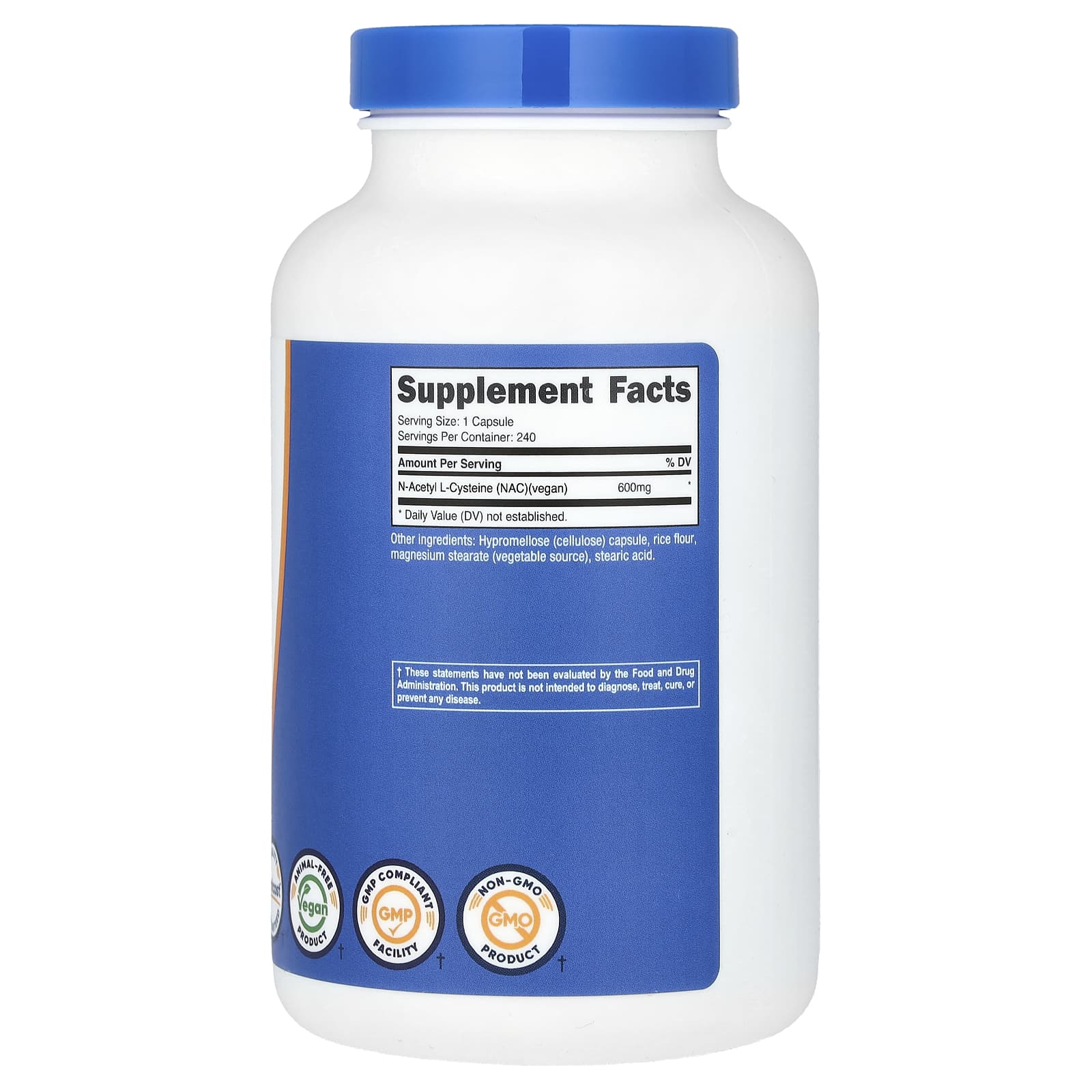 Nutricost, NAC, 600 мг, 240 капсул