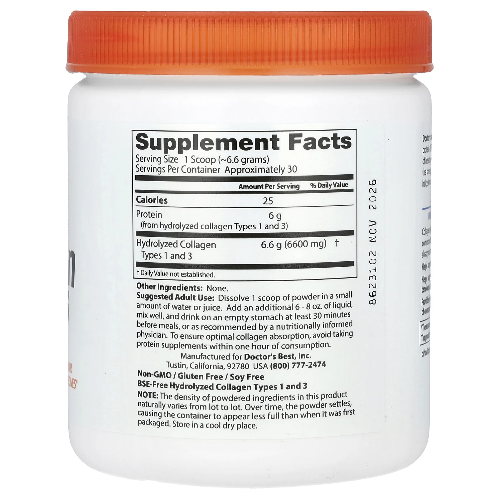 Doctor's Best, Порошок из чистого коллагена типа 1 и 3, 200 г (7,1 унции)