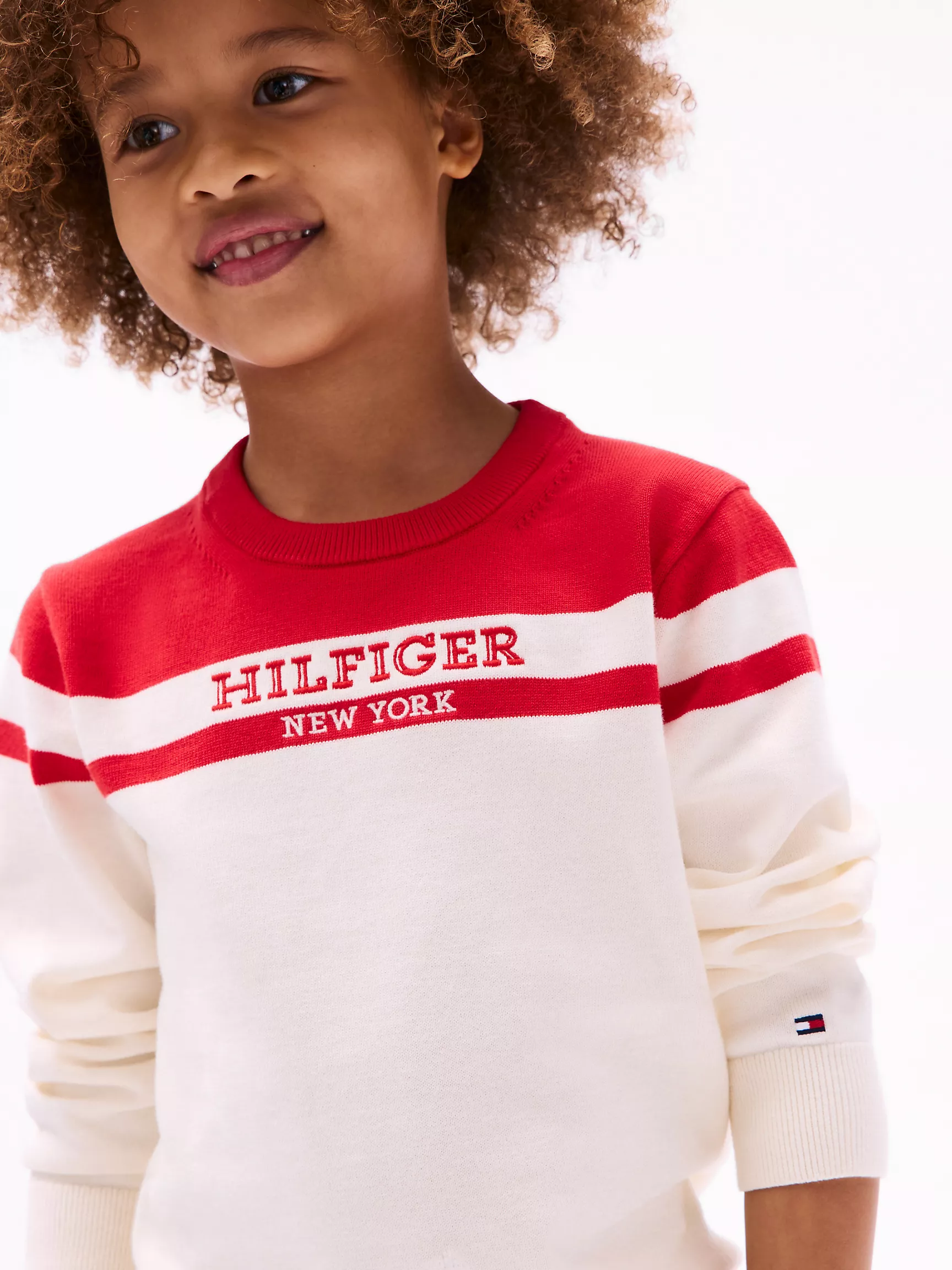 Свитер для мальчика Tommy Hilfiger, Детский свитер с круглым вырезом и логотипом в стиле colorblock