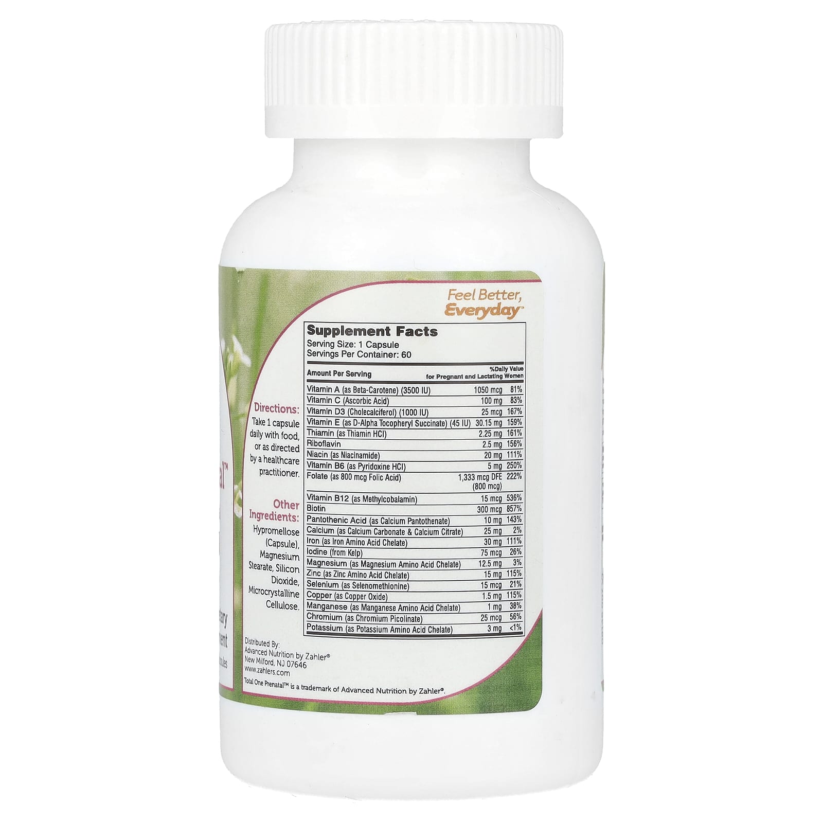 Zahler, Дородовое средство Total One, важнейшее дородовое средство, принимаемое 1 раз в день, 60 капсул