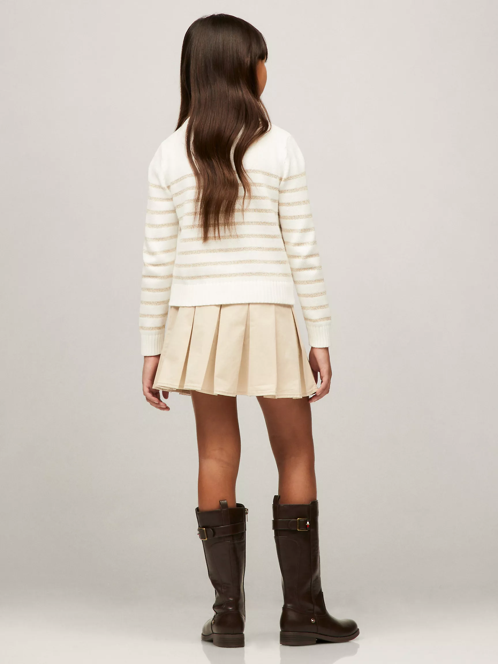 Свитер для девочки Tommy Hilfiger, Детский свитер с круглым вырезом и блестящими полосками