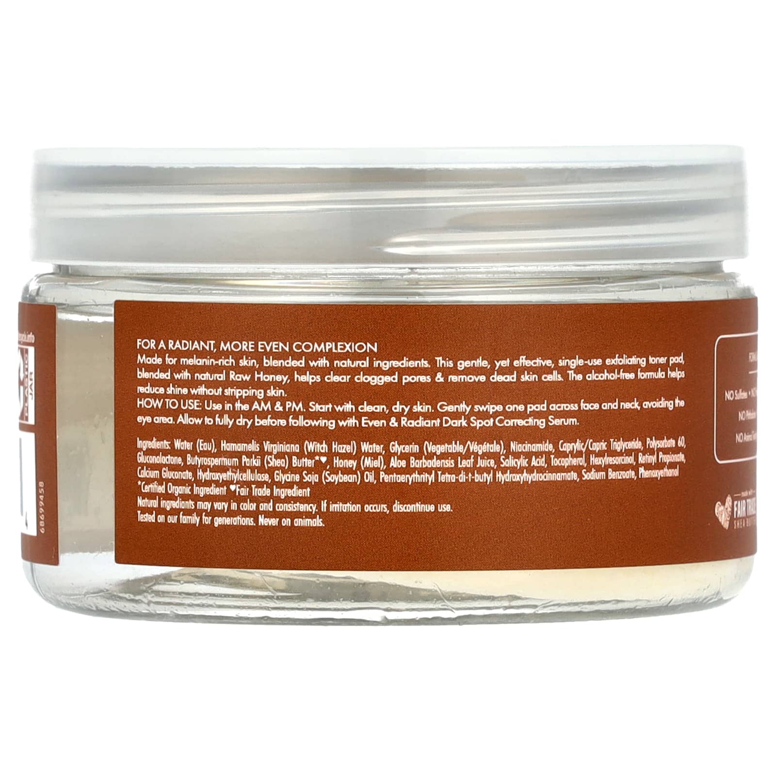 SheaMoisture, Ежедневные отшелушивающие диски с тонером, ровное и сияющее, с медом, 30 шт.