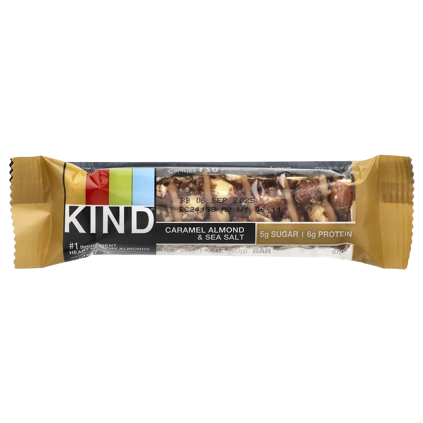 KIND Bars, Nuts &amp; Spices, батончики с карамелью, миндалем и морской солью, 12 батончиков, весом 40 г (1,4 унции) каждый