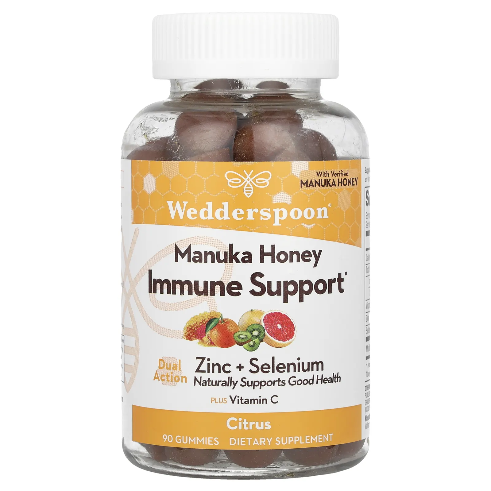 Wedderspoon, Manuka Honey, жевательные конфеты для иммунитета, цитрусовые, 90 жевательных конфет