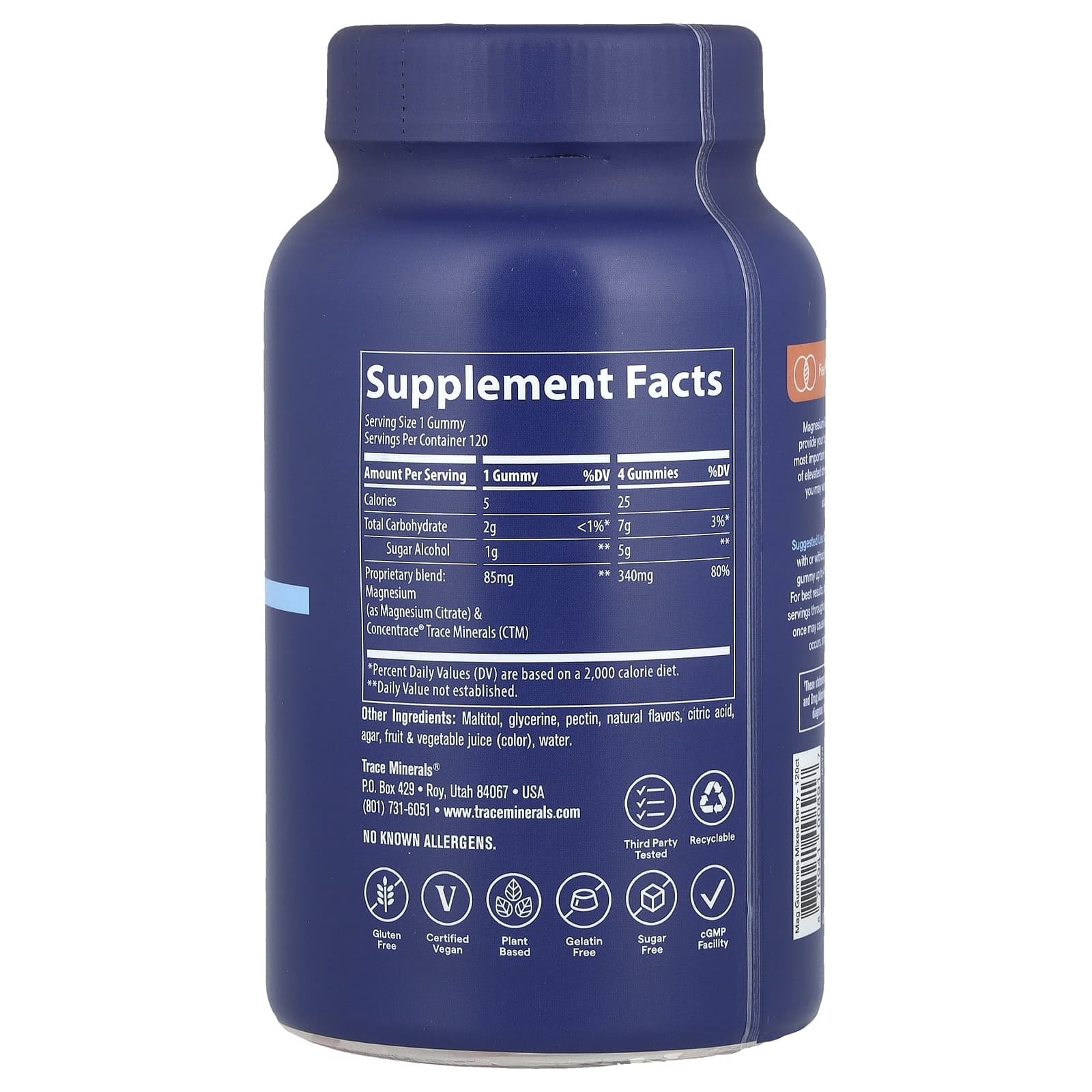 Trace, Жевательные мармеладки с магнием, ягодное ассорти, 120 жевательных таблеток