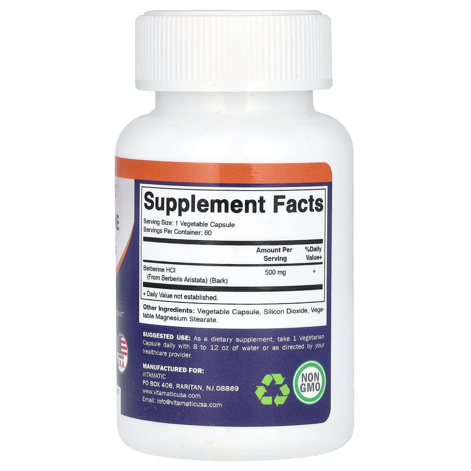 Vitamatic, берберин, 500 мг, 60 растительных капсул