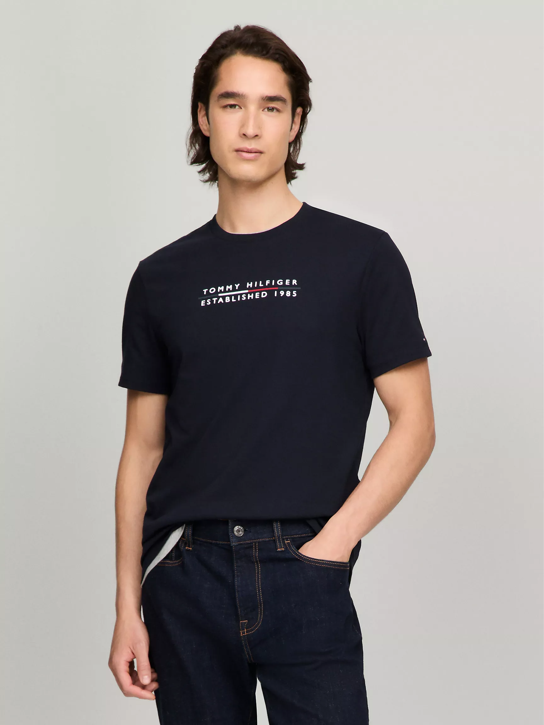 Мужская футболка Tommy Hilfiger, Футболка с вышитым логотипом Hilfiger