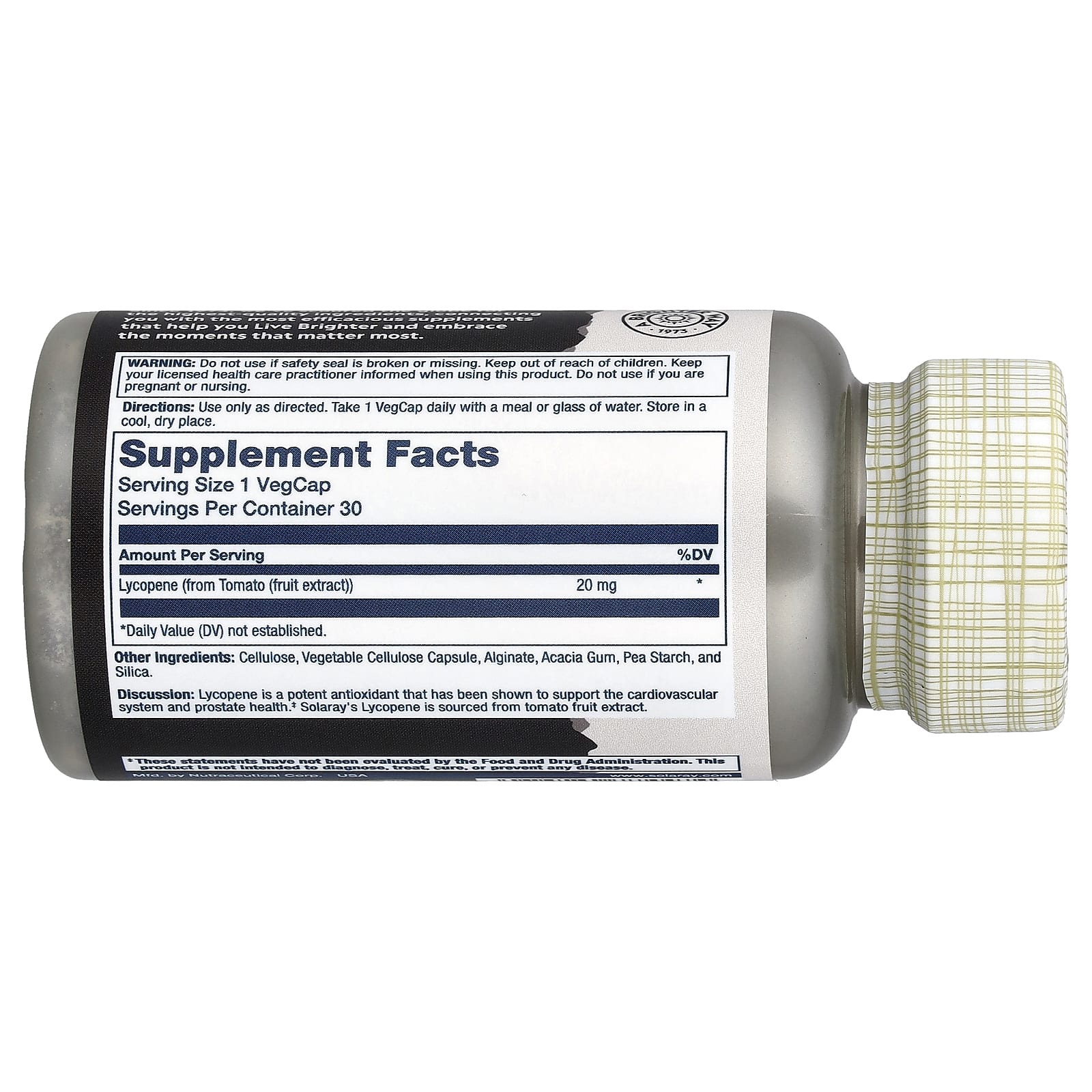 Solaray, ликопин для мужчин, 20 мг, 30 вегетарианских капсул