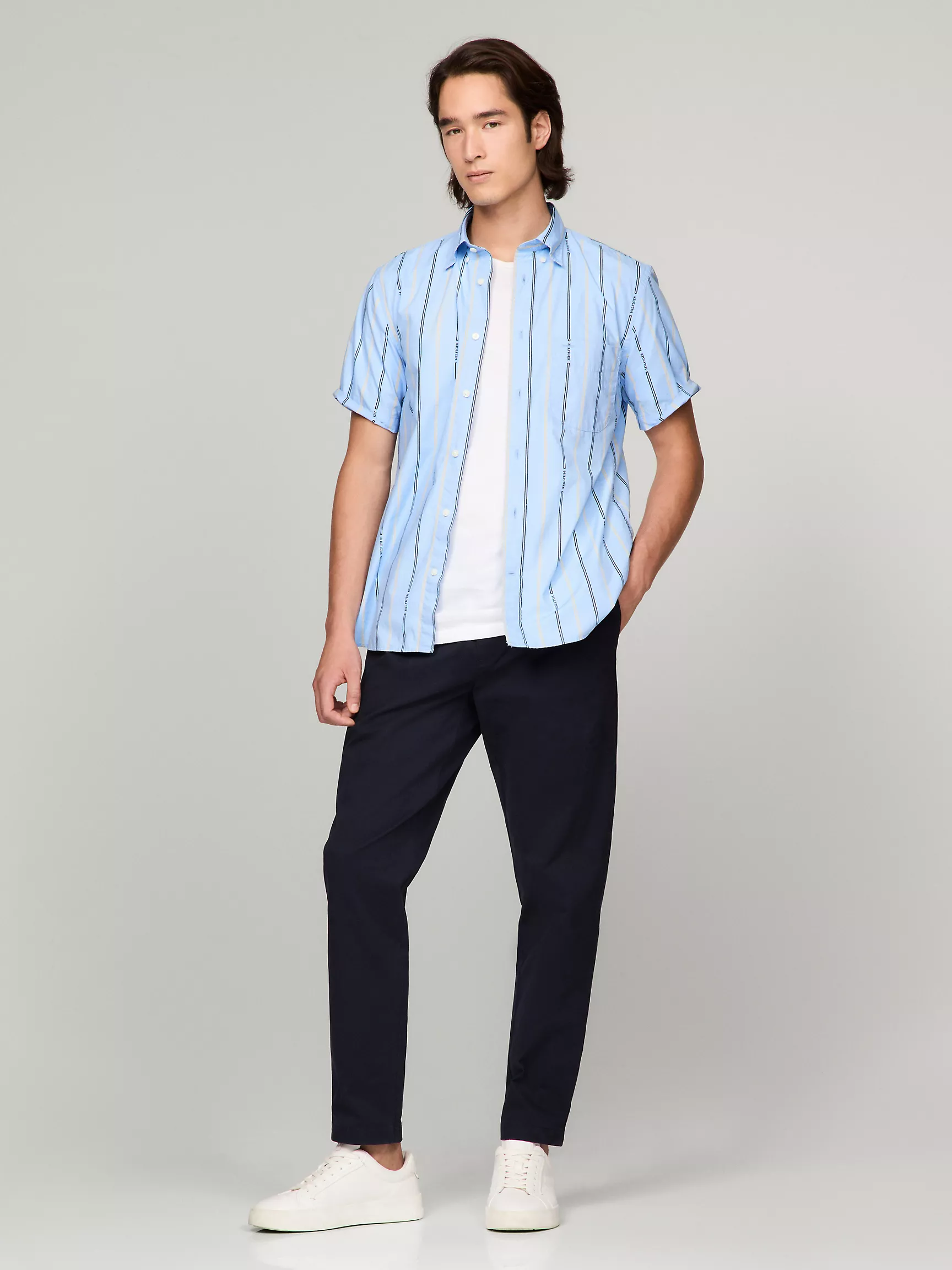 Мужская рубашка Tommy Hilfiger, Полосатая рубашка стандартного кроя с короткими рукавами