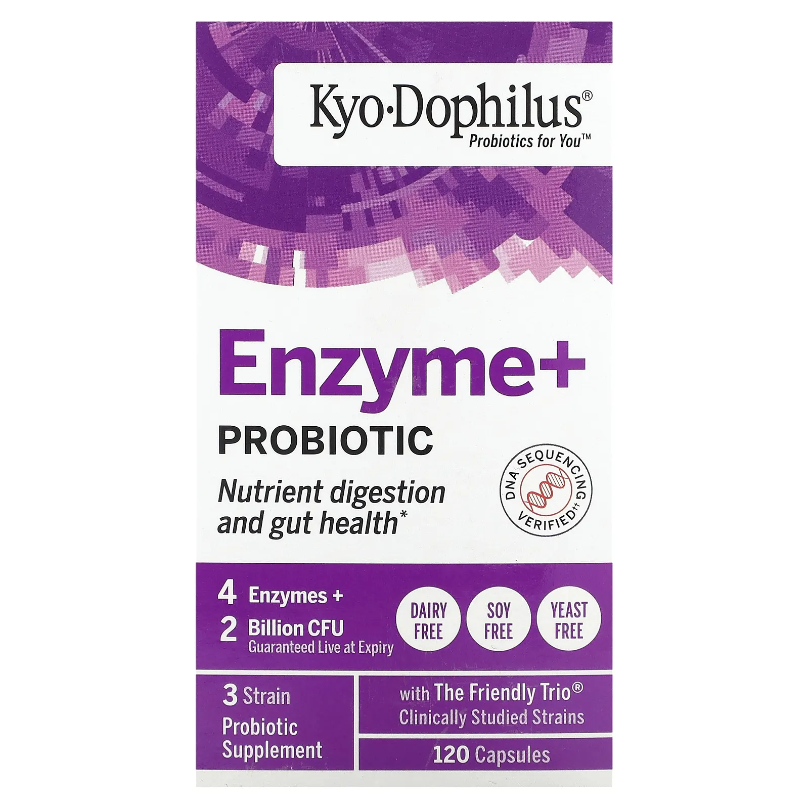 Kyolic, Kyo-Dophilus, фермент + пробиотик, 2 млрд, 120 капсул (1 млрд КОЕ на капсулу)