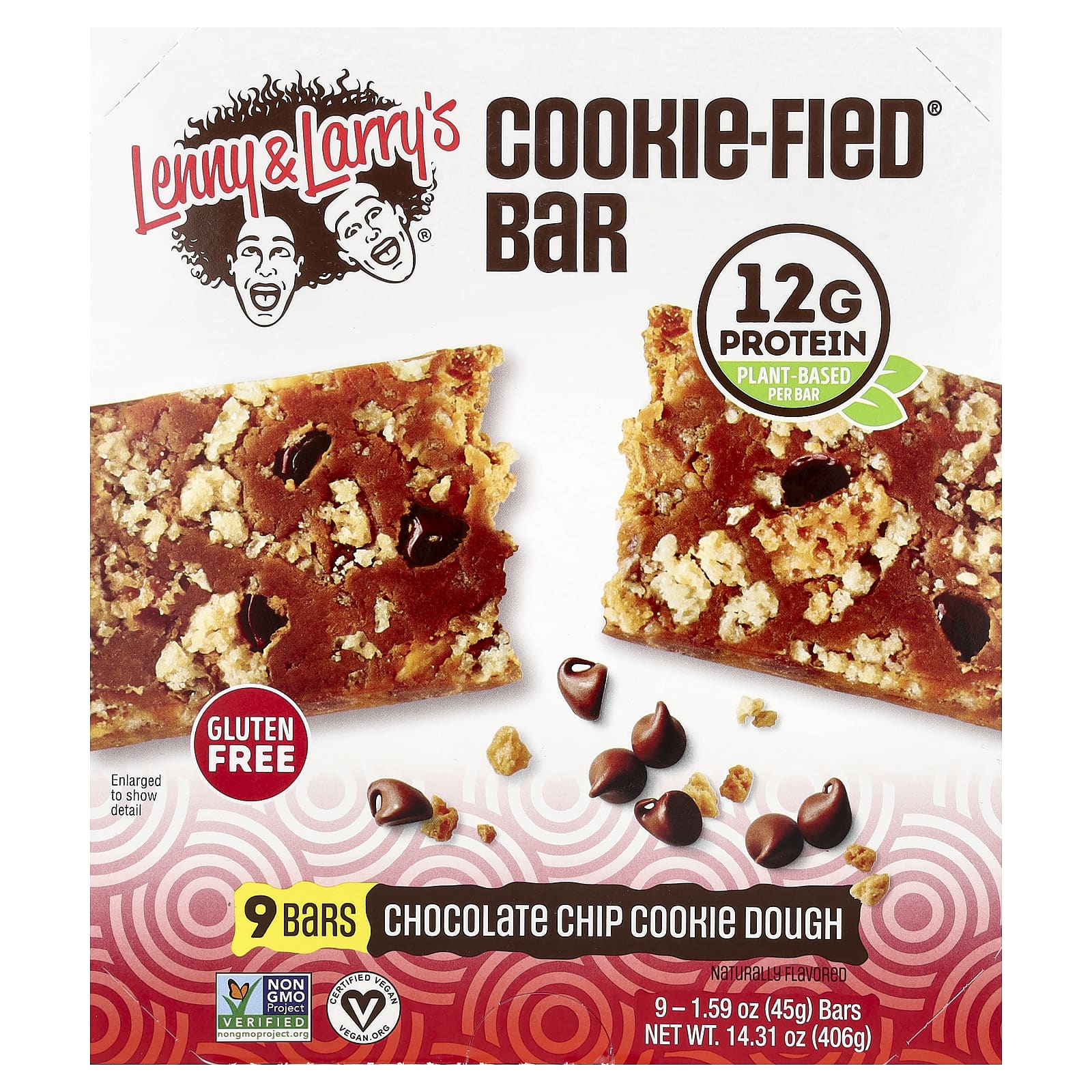 Lenny & Larry's, Cookie-Fied® Bar, батончик с шоколадной крошкой, 9 шт. по 45 г (1,59 унции)