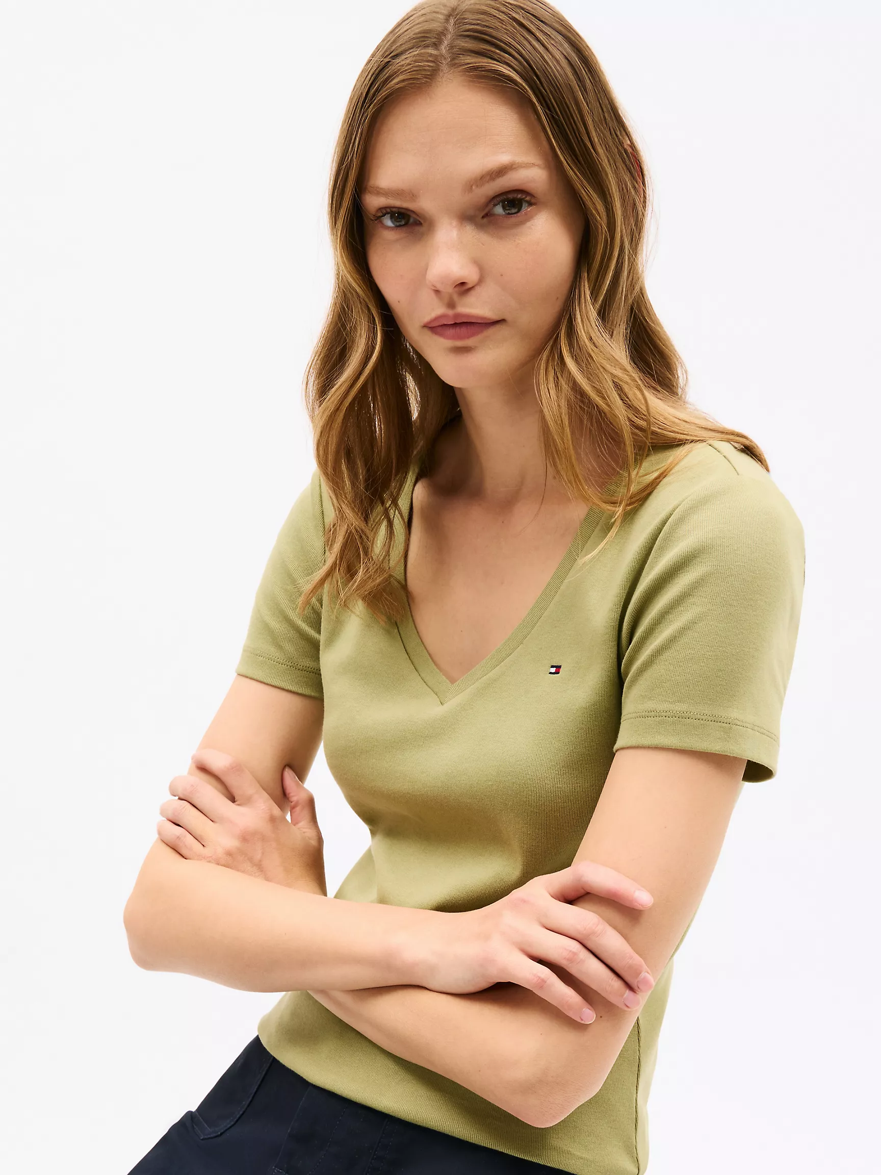 Женская футболка Tommy Hilfiger, Футболка с V-образным вырезом