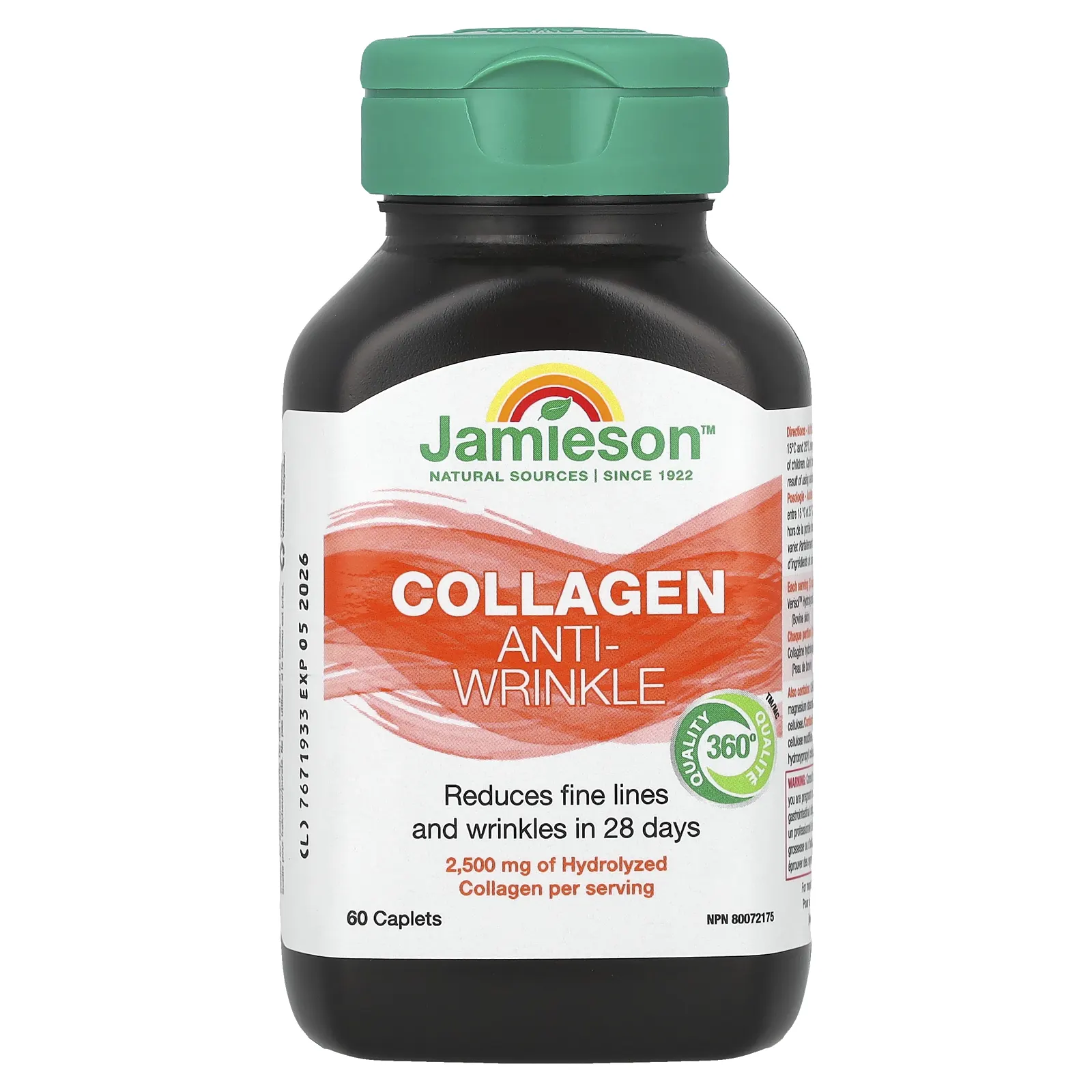 Jamieson Vitamins, Collagen, против морщин, 2500 мг, 60 капсул (833 мг в 1 капсуле)
