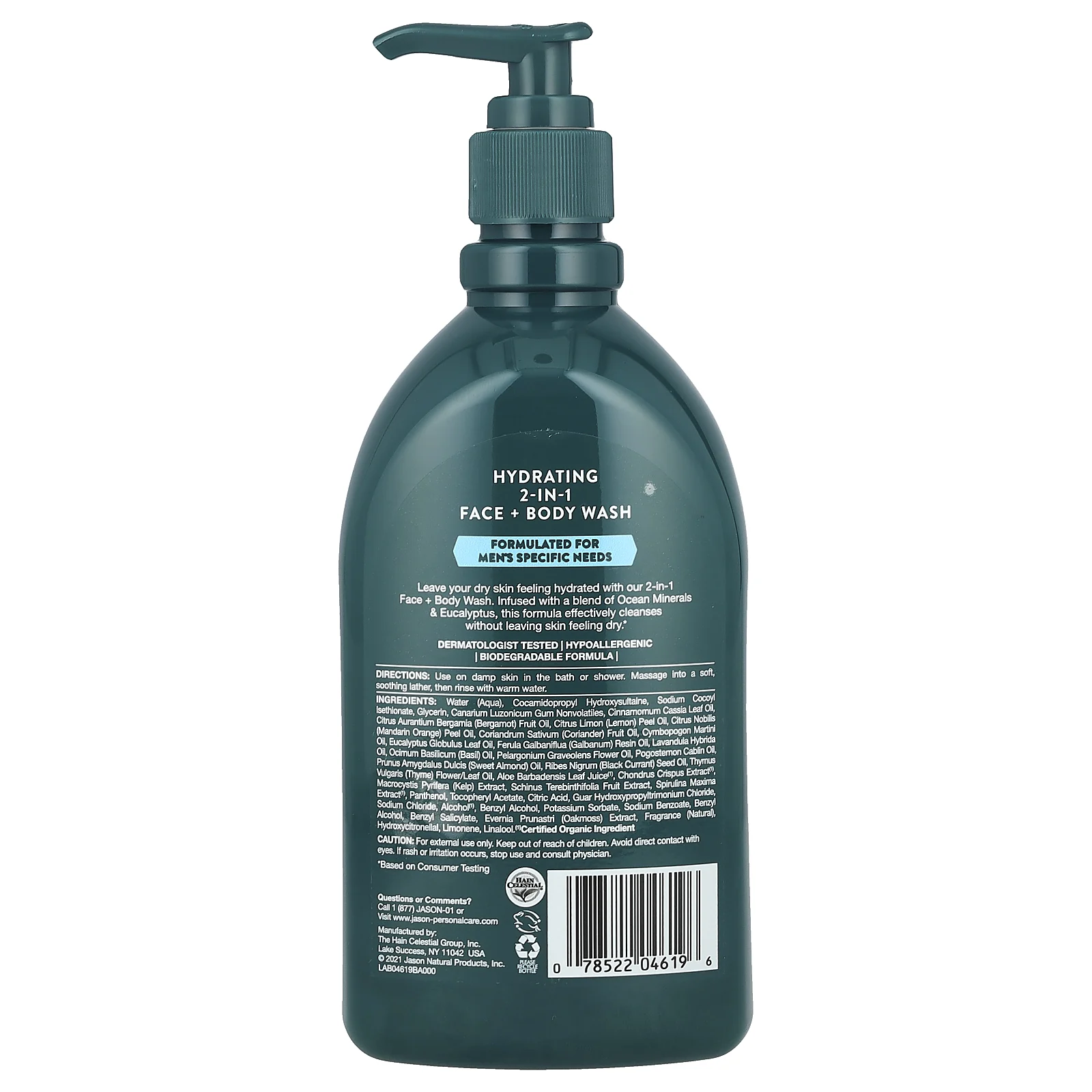 Jason Natural, Для мужчин, гель для душа и тела, океанские минералы и эвкалипт, 473 мл (16 жидк. Унций)