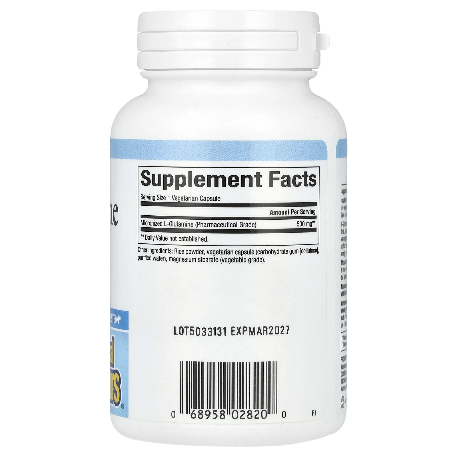 Natural Factors, Микронизированный L-глютамин, 500 мг, 90 вегетарианских капсул