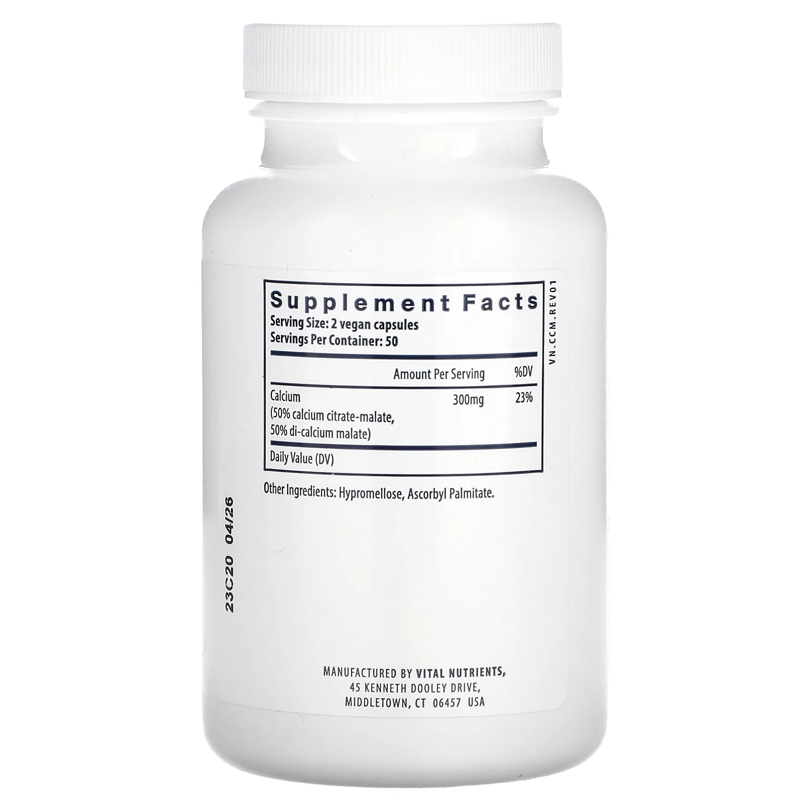 Vital Nutrients, Кальций (цитрат / малат), 100 веганских капсул