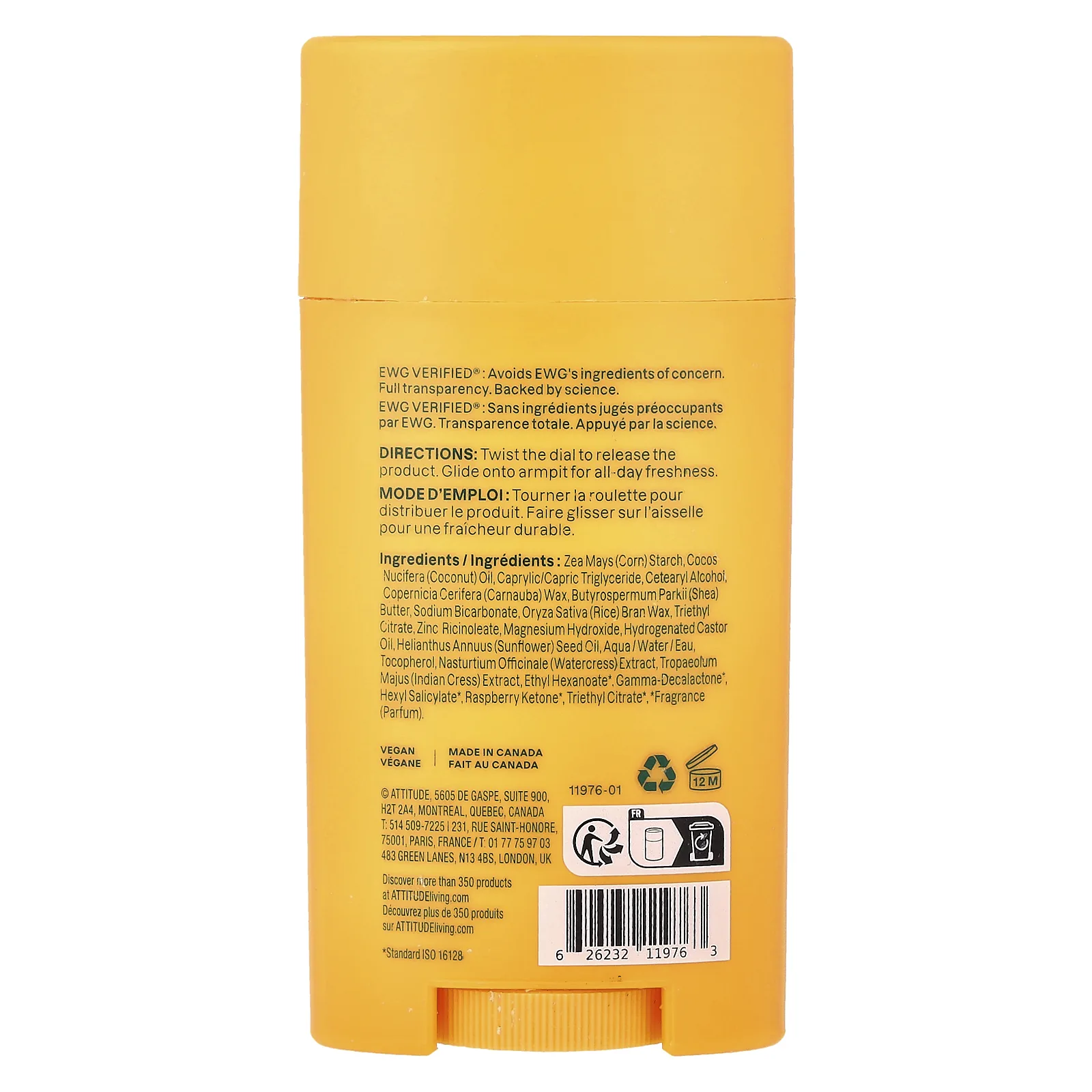 ATTITUDE, Super Leaves™, дезодорант-стик, цветок апельсина и эвкалипт, 75 г (2,64 унции)