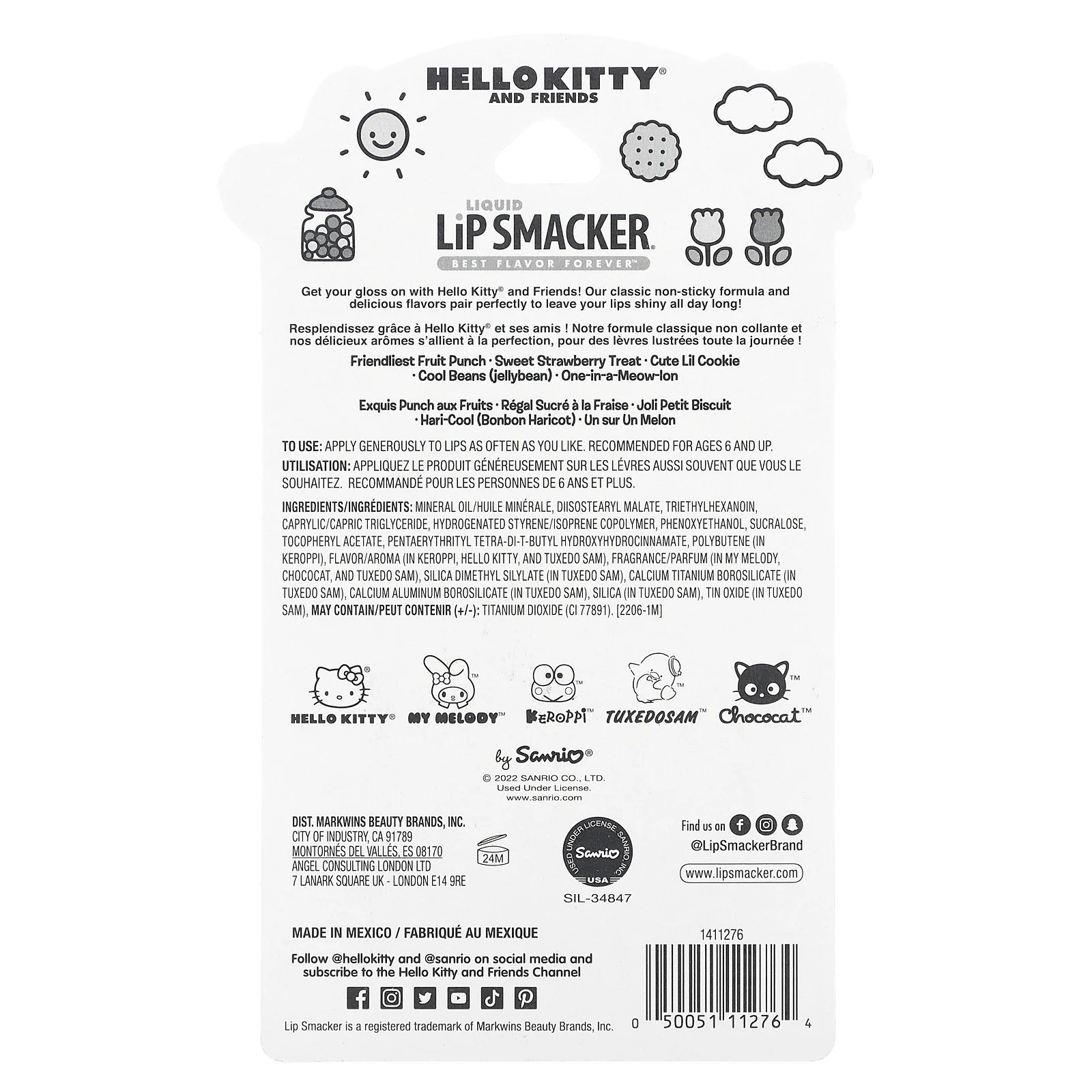 Lip Smacker, Hello Kitty And Friends, жидкий Smacker для губ, лучший вкус навсегда, 5 шт. в упаковке, 14 мл (0,45 жидк. унции)