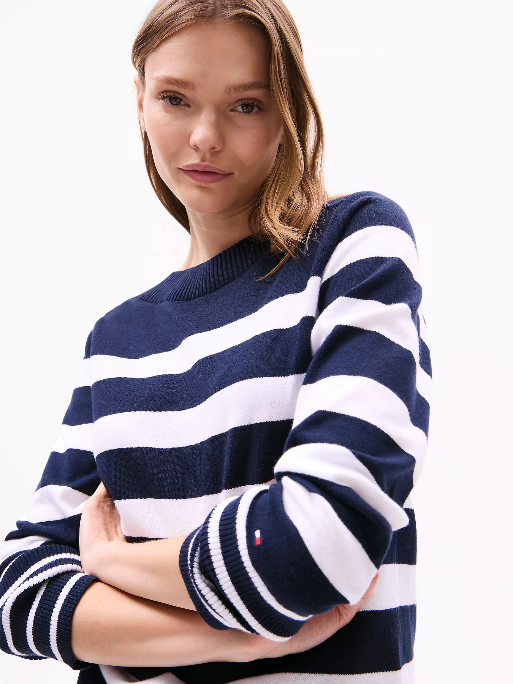 Женский свитер Tommy Hilfiger, Полосатый свитер с вырезом "лодочка"