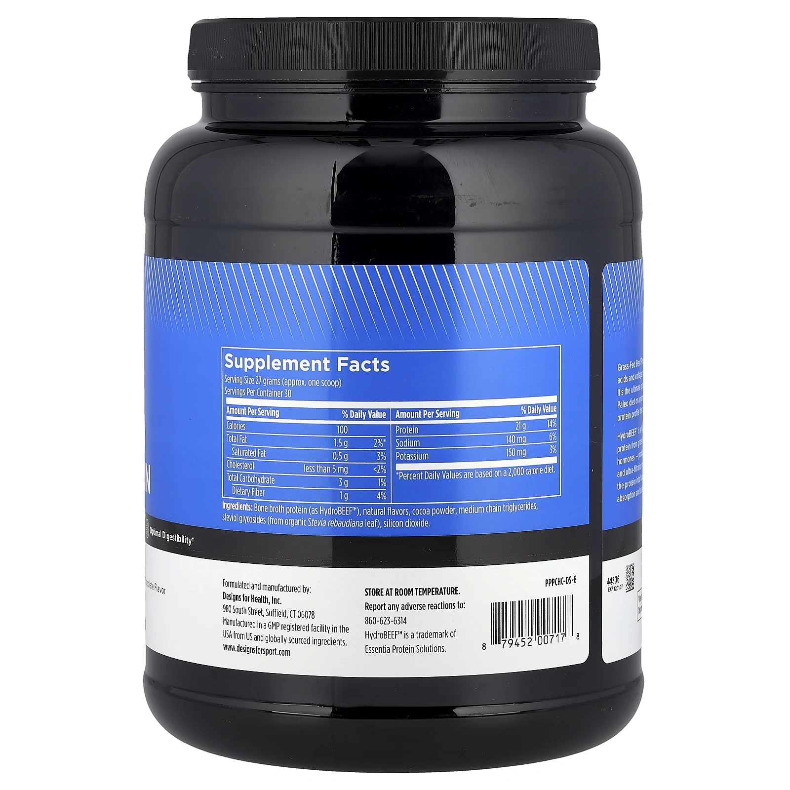 Designs For Health, Designs For Sport®, говяжий протеин травяного откорма, шоколад, 810 г (1,8 фунта)