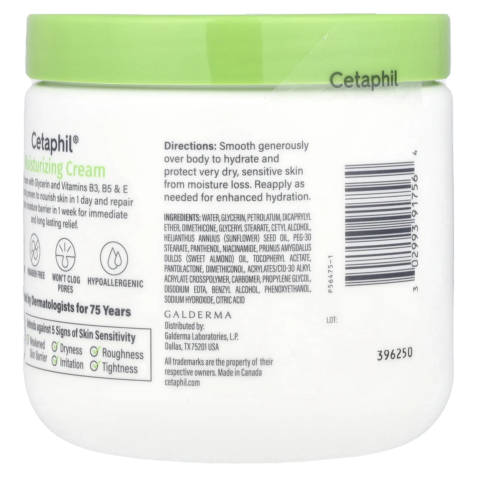 Cetaphil, Увлажняющий крем, без отдушек, 453 г (16 унций)