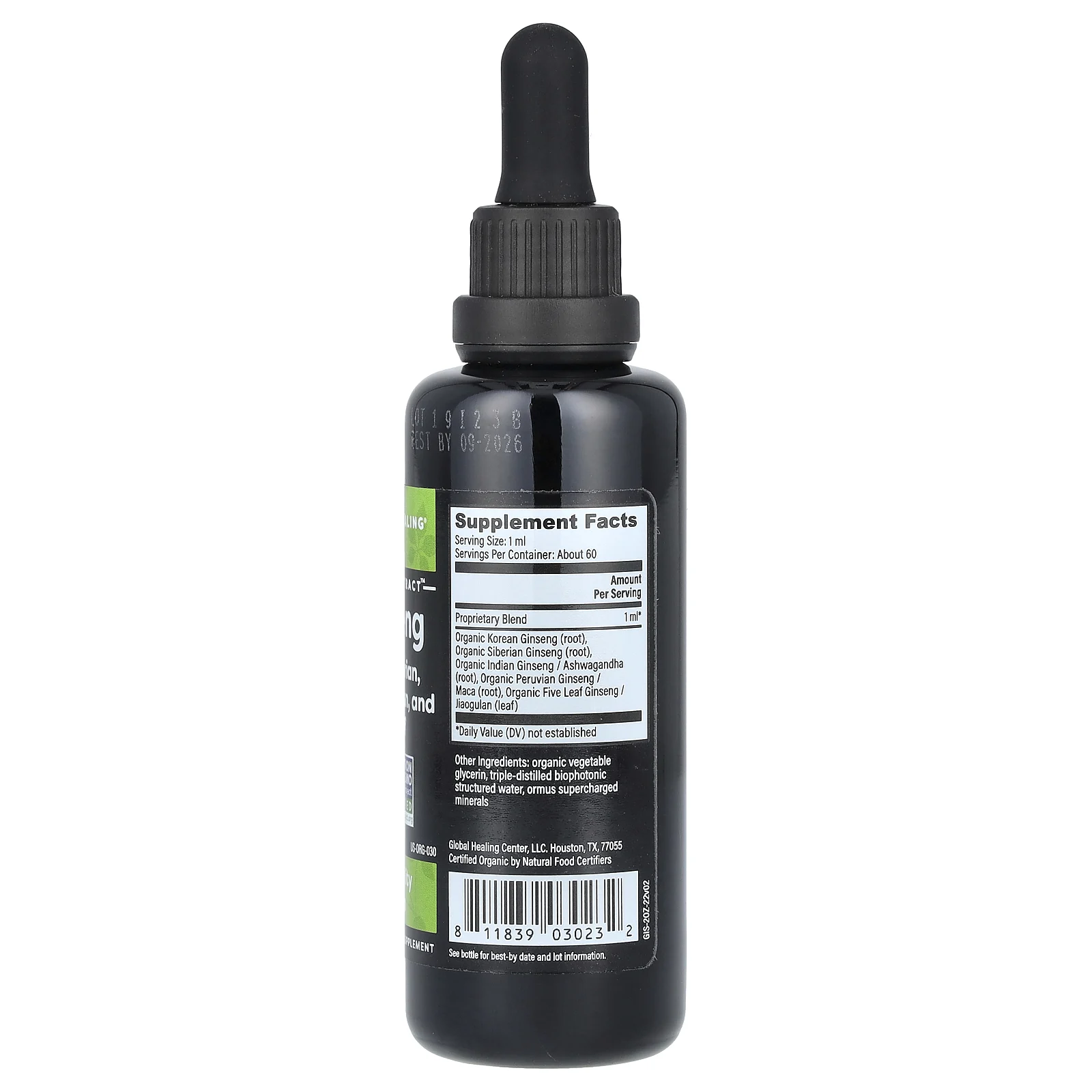 Global Healing, необработанный травяной экстракт, 5 женьшеня, 59,2 мл (2 жидк. унции)