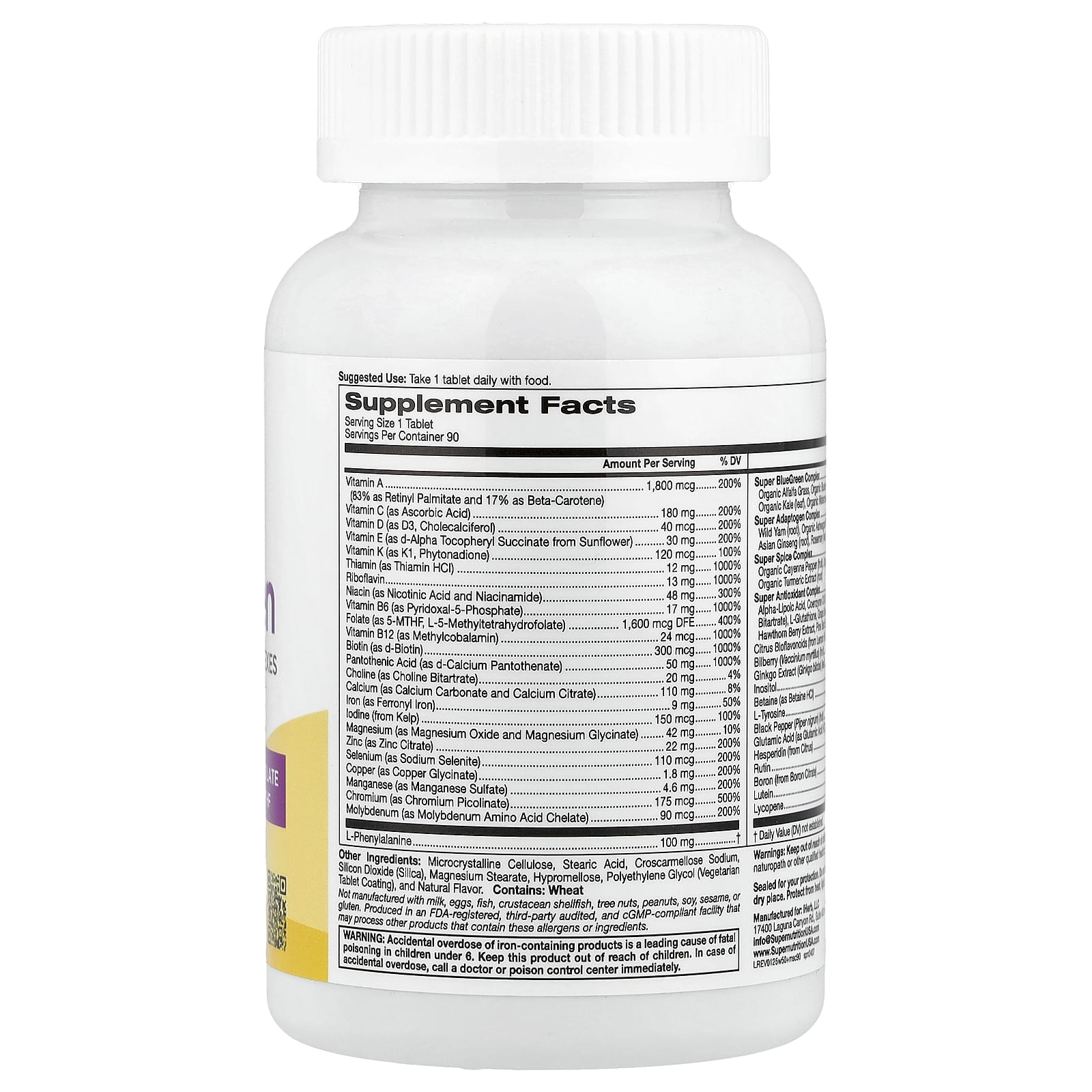 Super Nutrition, SimplyOne®, мультивитамины и суперкомплексы для женщин старше 50 лет, 90 таблеток