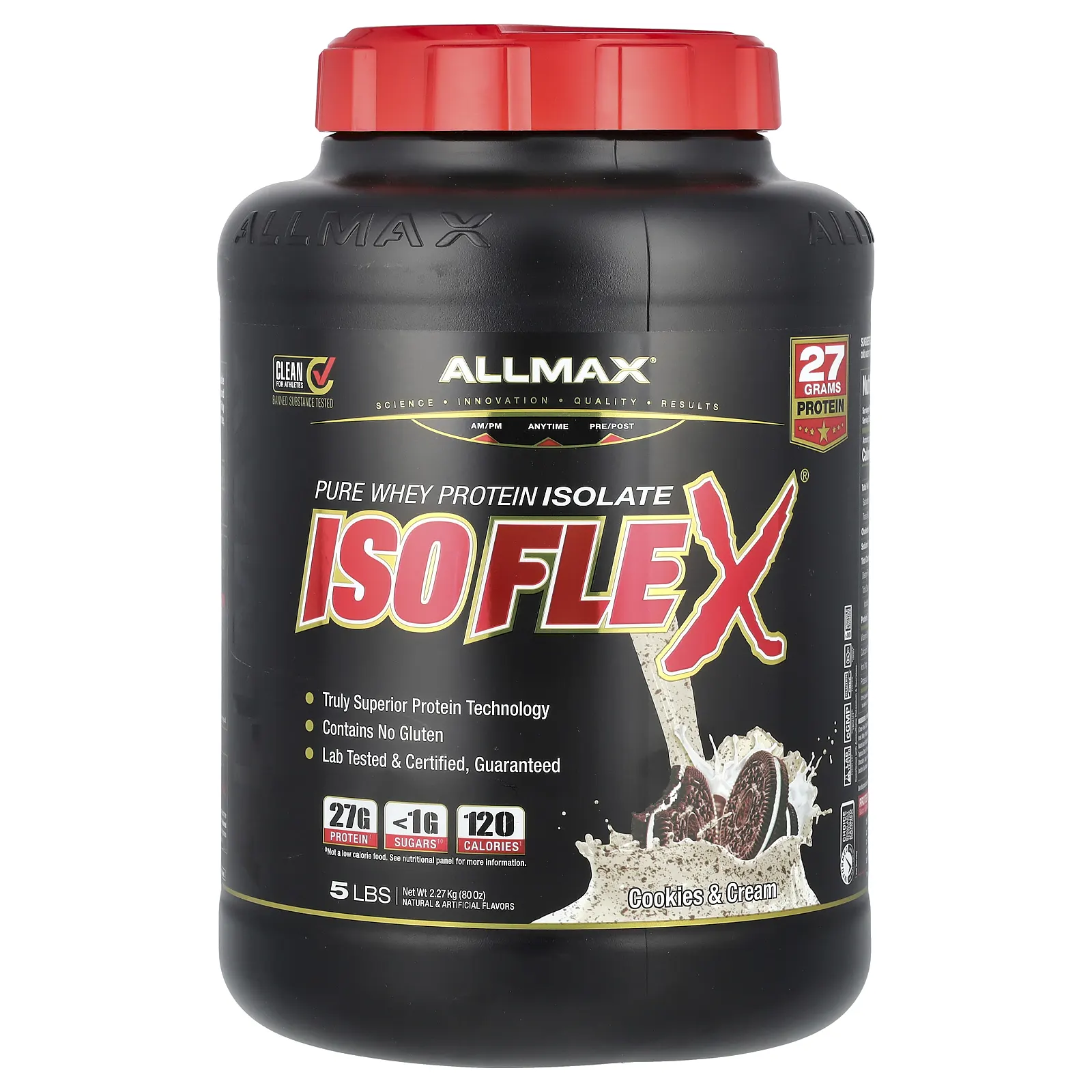 ALLMAX, Isoflex, на 100% чистый изолят сывороточного протеина, со вкусом печенья с кремом, 2,27 кг (5 фунтов)