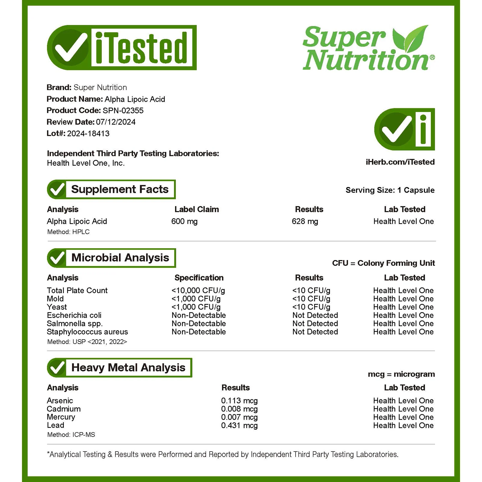 Super Nutrition, альфа-липоевая кислота, 600 мг, 60 растительных капсул